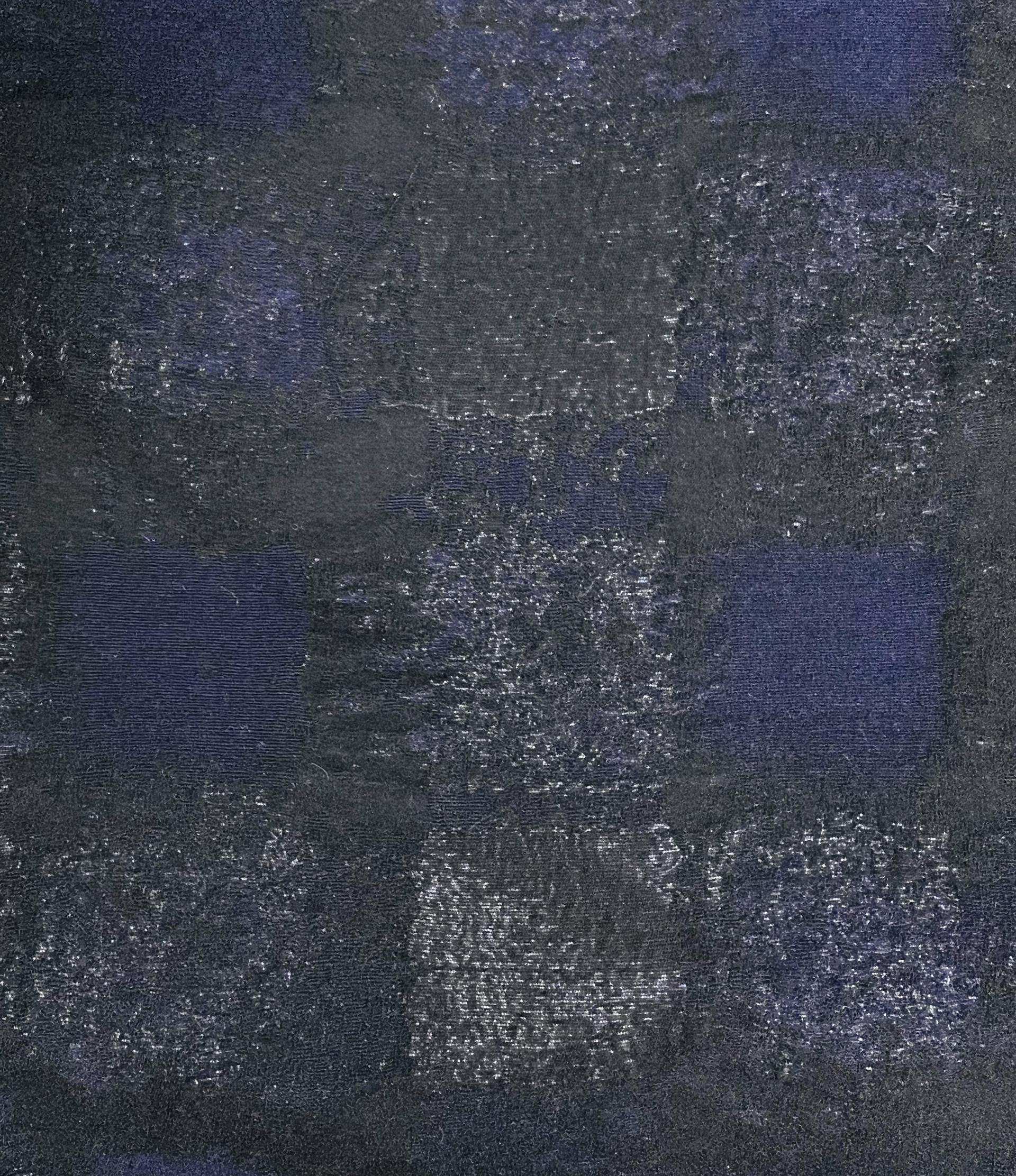 Abstract Check Brocade in Metallic Navy/Black