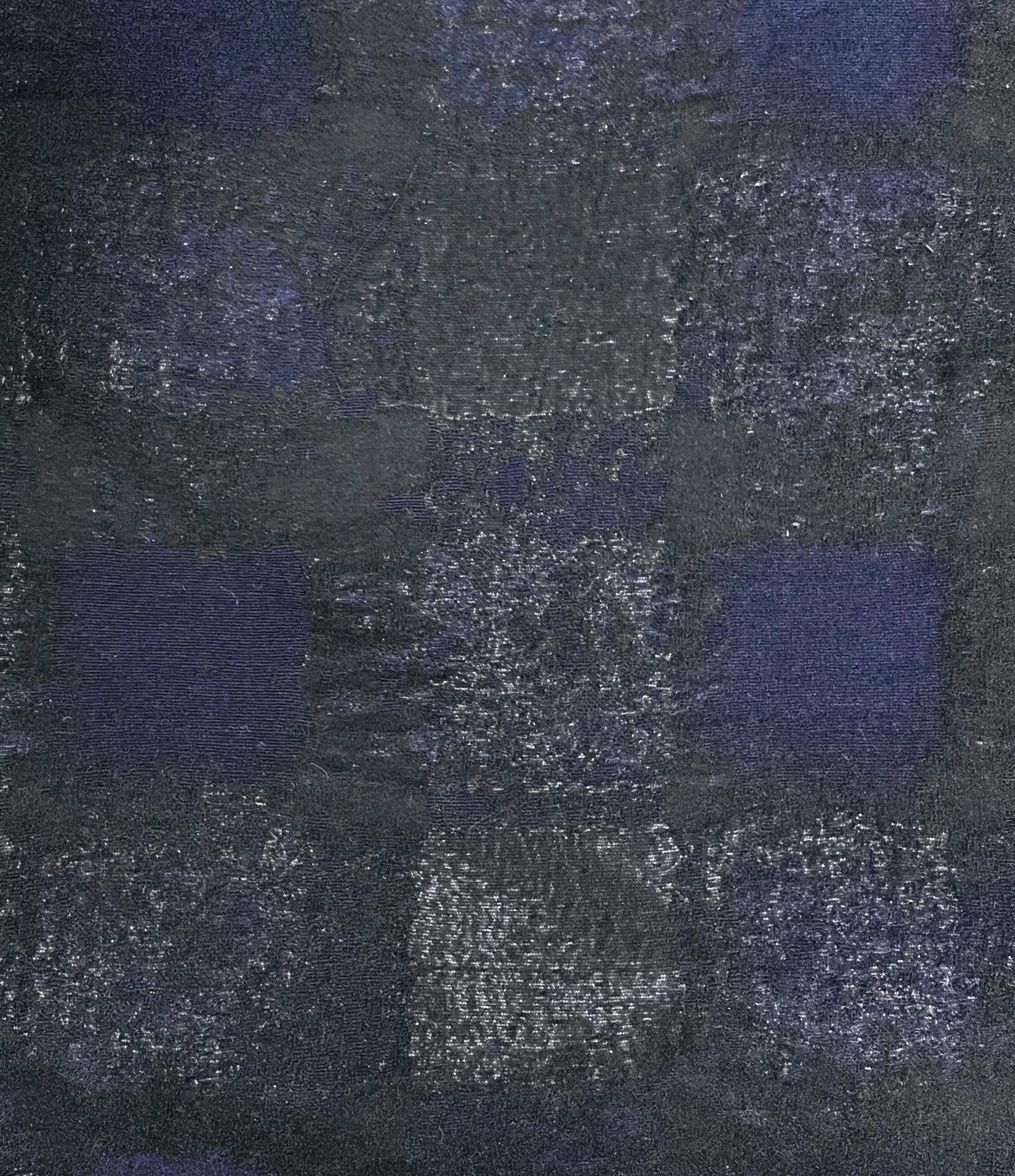 Abstract Check Brocade in Metallic Navy/Black