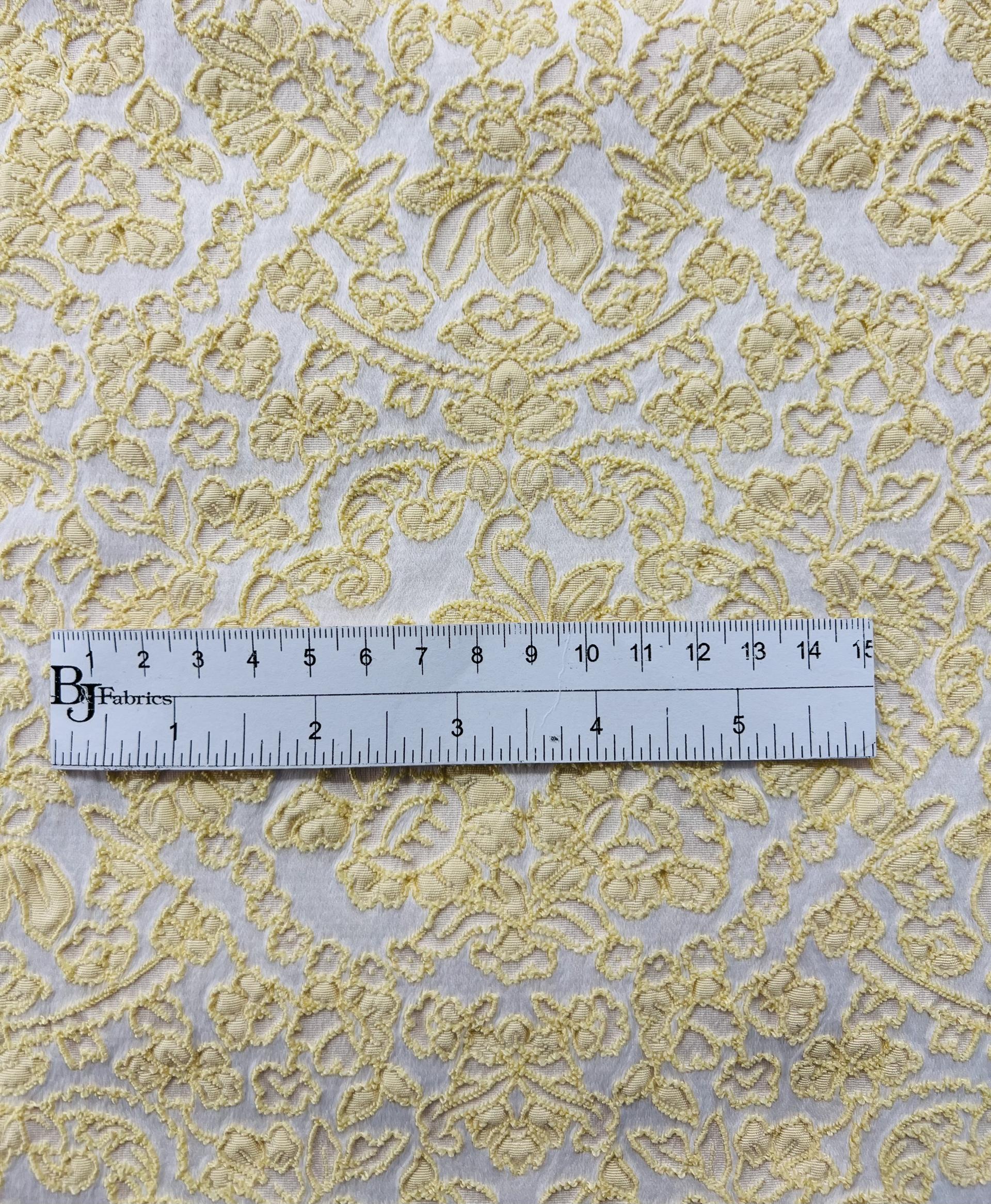 Damask Brocade in Yellow/White