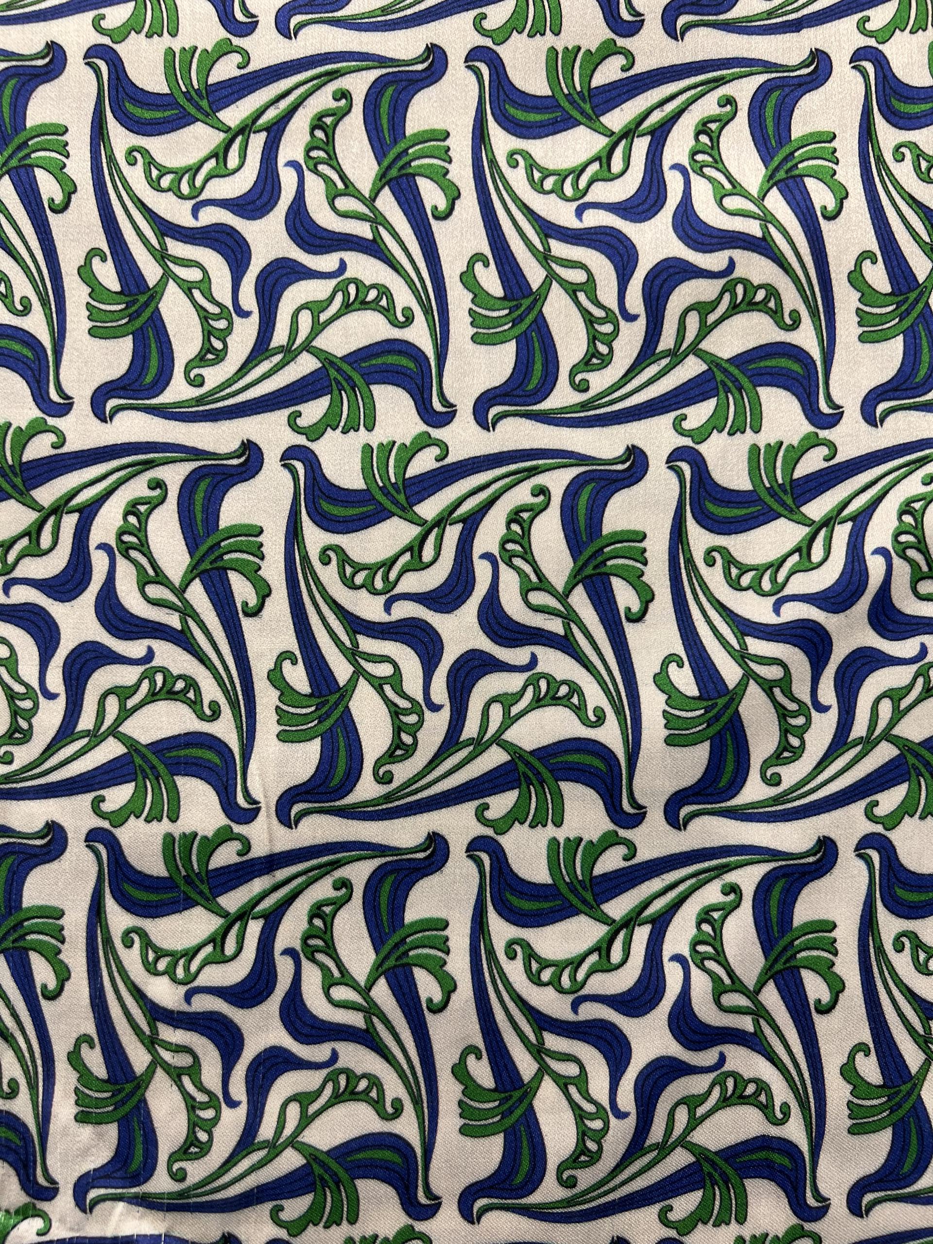 Printed Viscose challis Sateen On Blush Ground