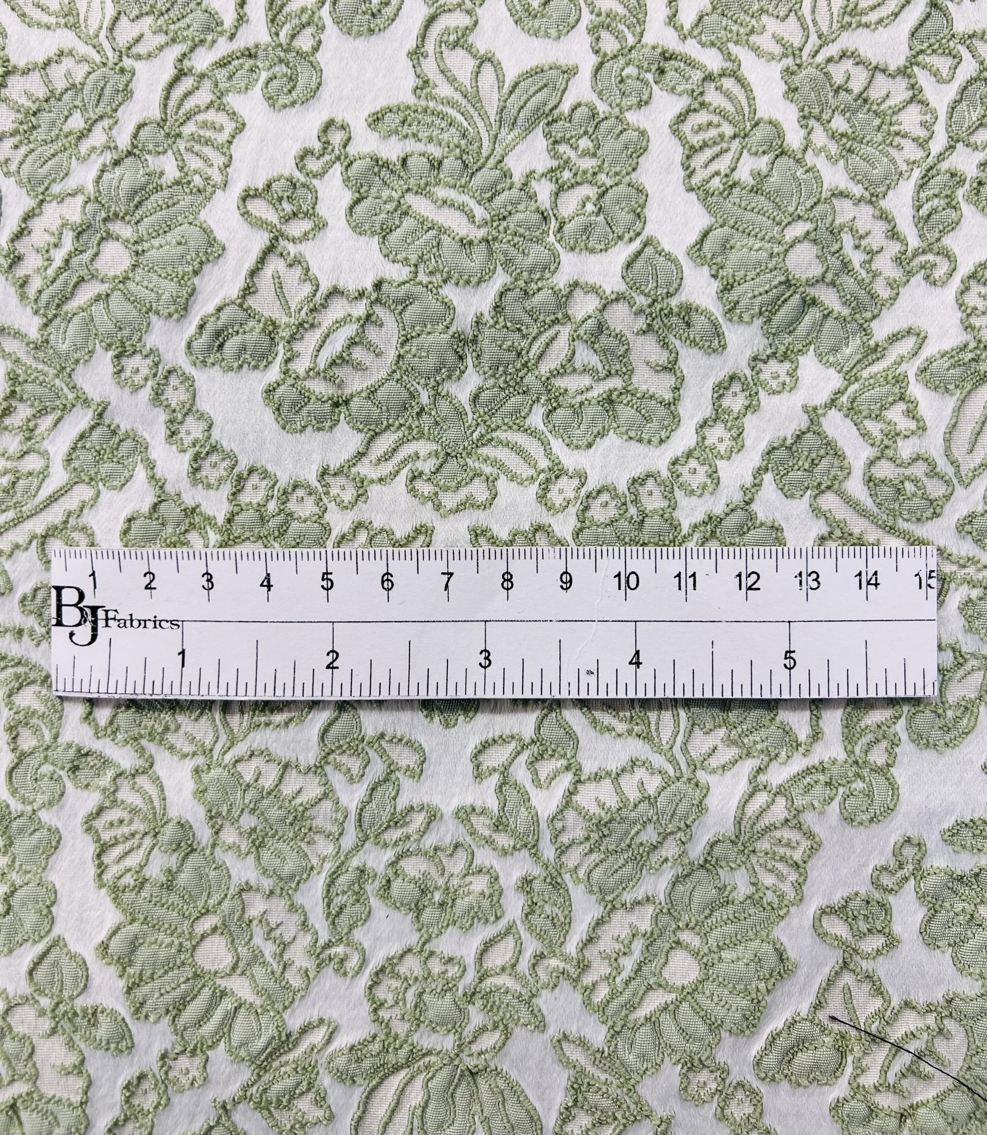 Damask Brocade in Sage/White