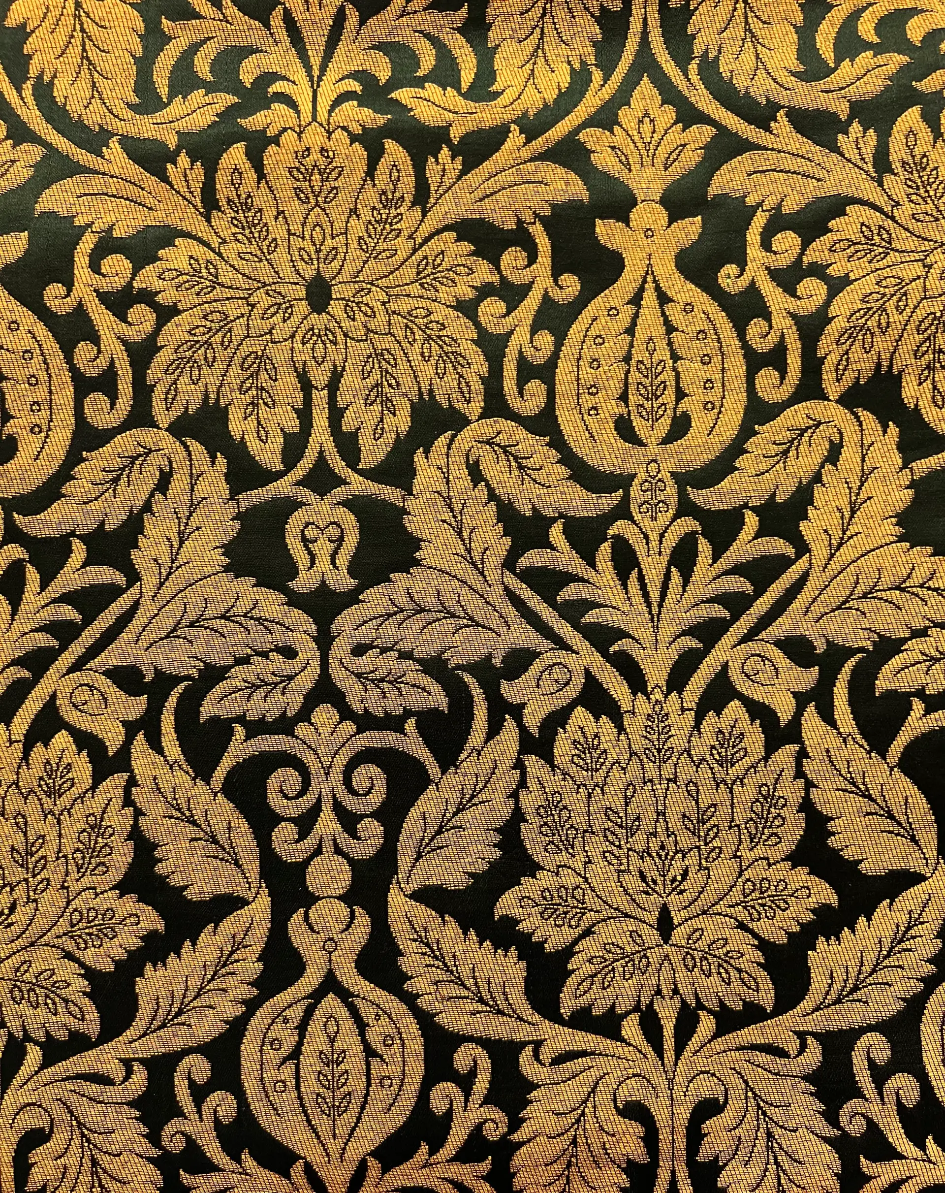 Metallic Large Floral Brocade in Black Gold
