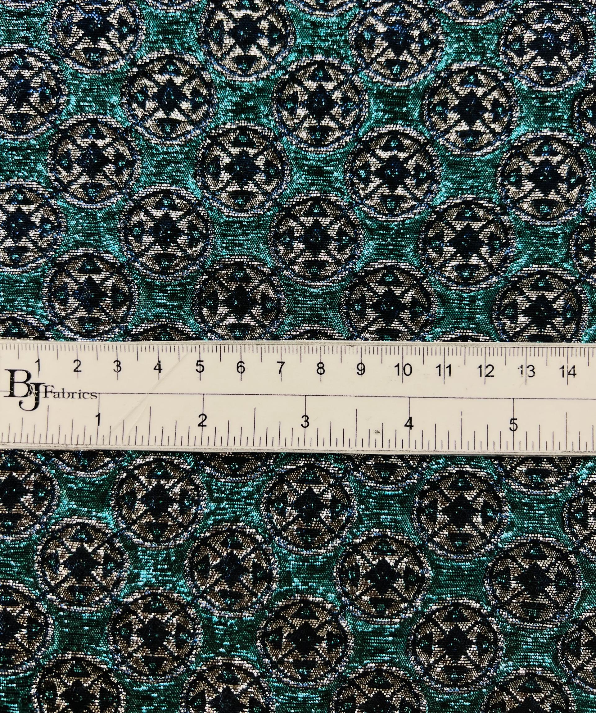 Metallic Brocade in Turquoise