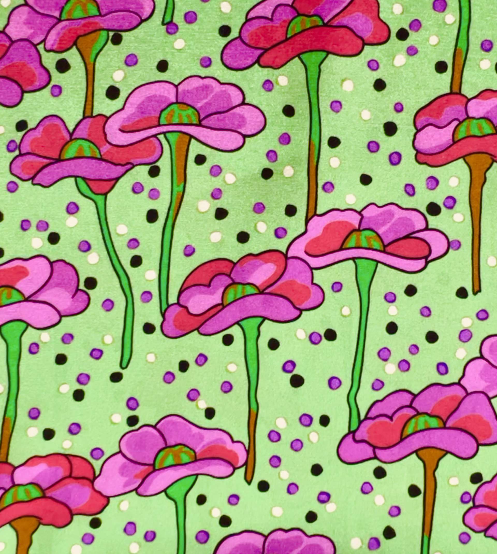 Printed Stretch Silk Charmeuse (Matte Side) on Green
