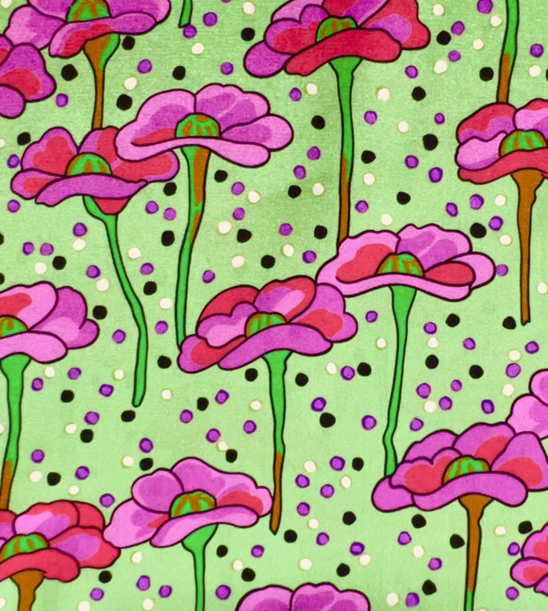 Printed Stretch Silk Charmeuse (Matte Side) on Green