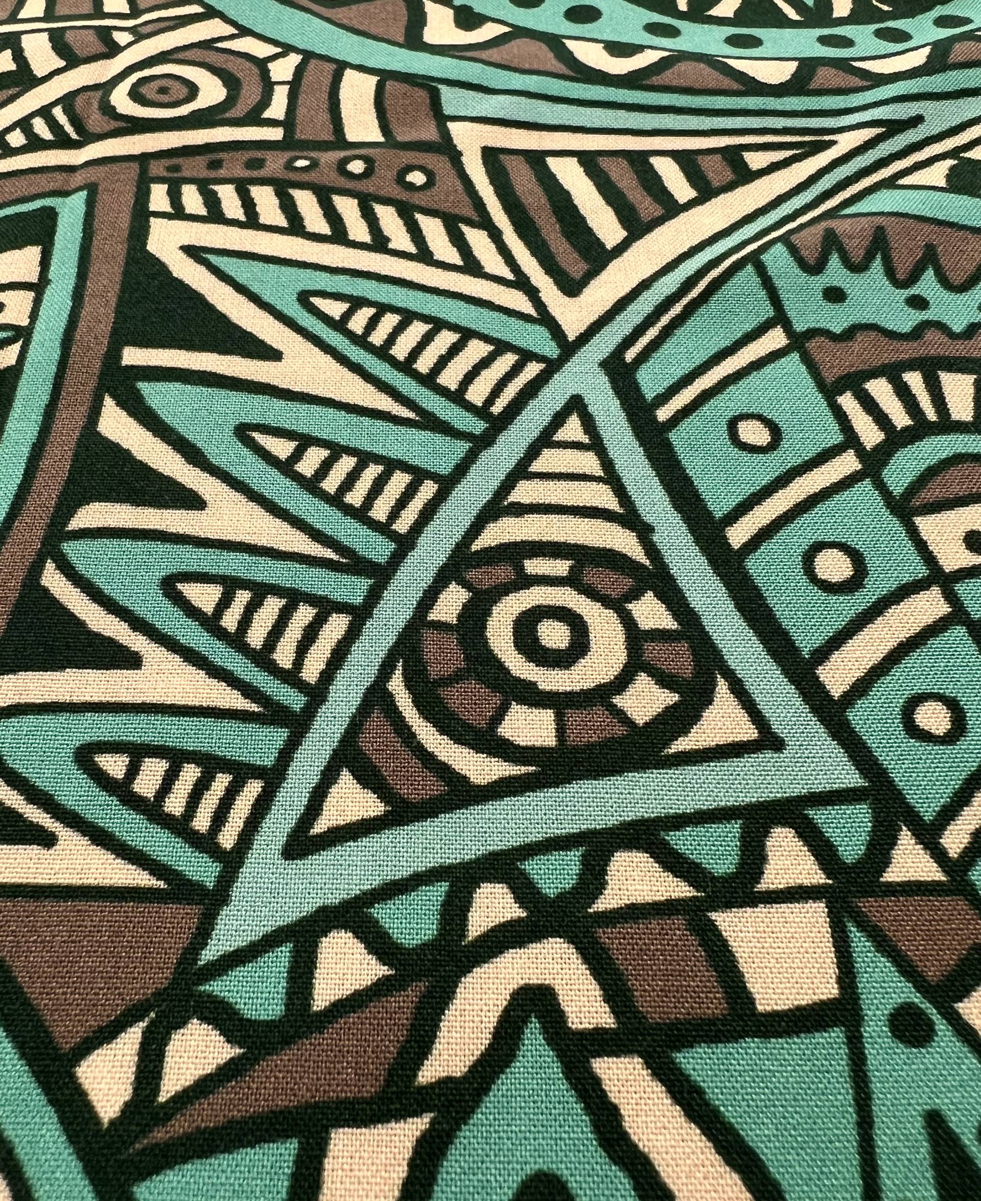 Printed Viscose Challis in Seafoam/Taupe/Black/Cream