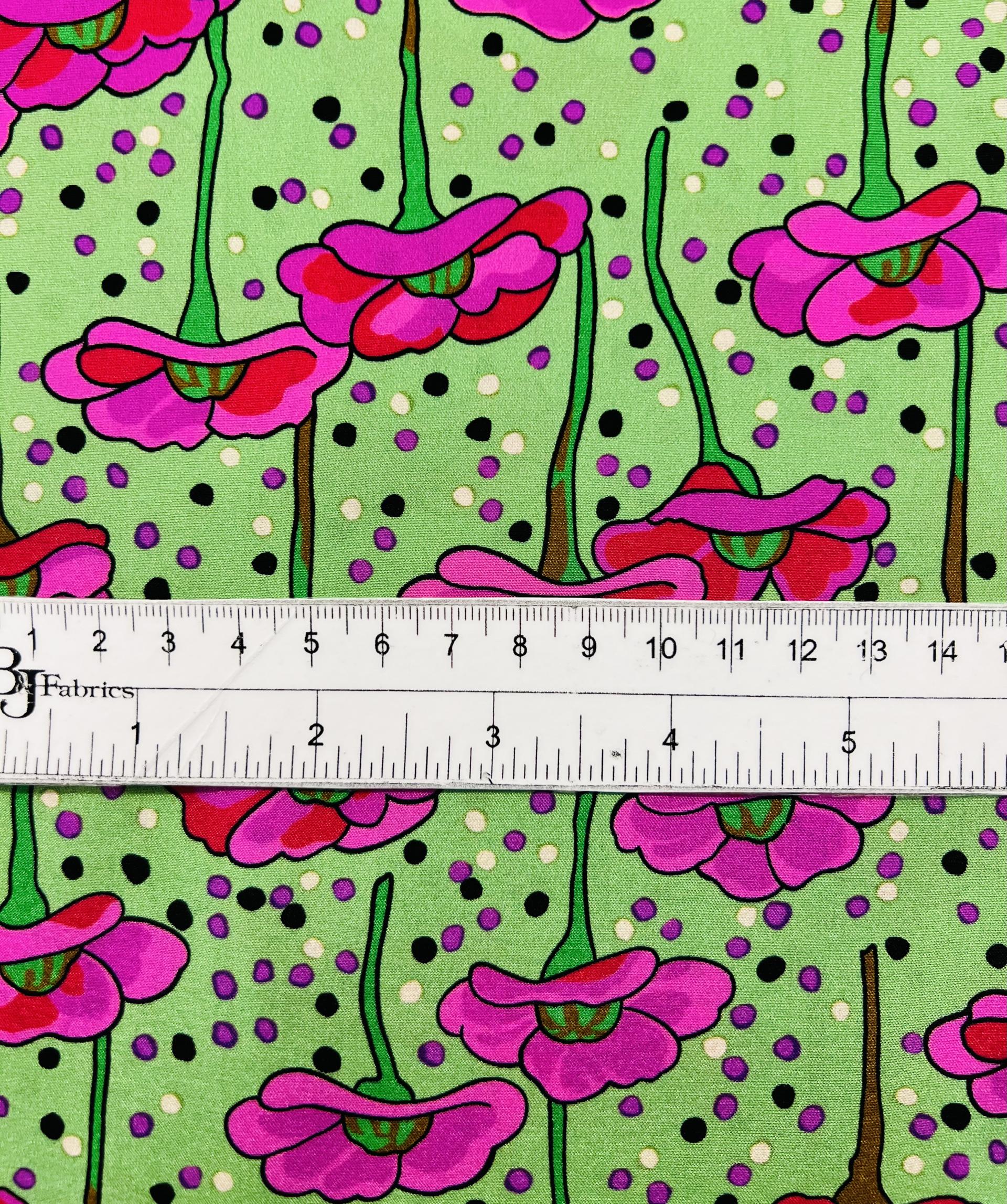 Printed Stretch Silk Charmeuse (Matte Side) on Green