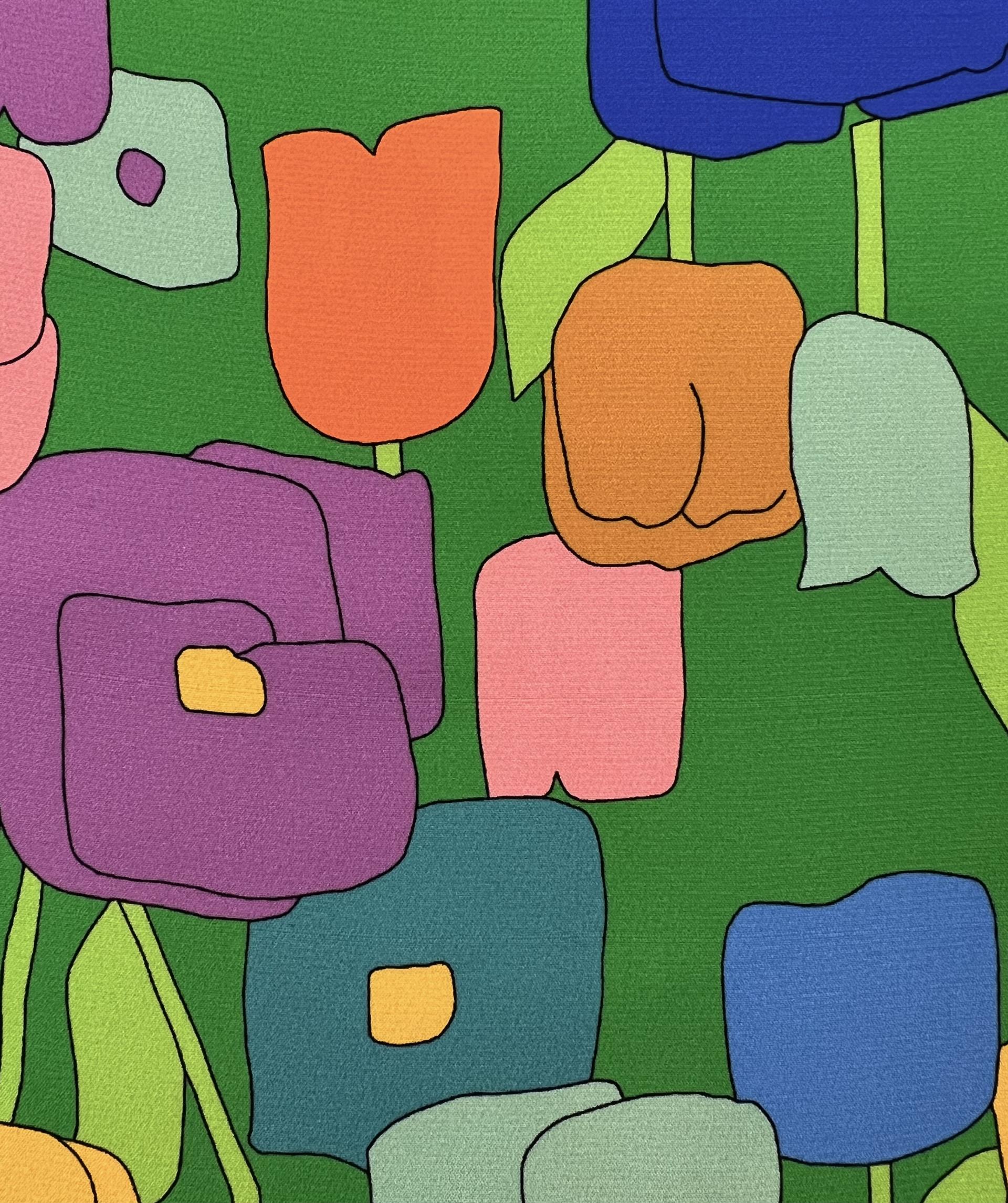 Printed Sponged Silk Crepe on Kelly Green