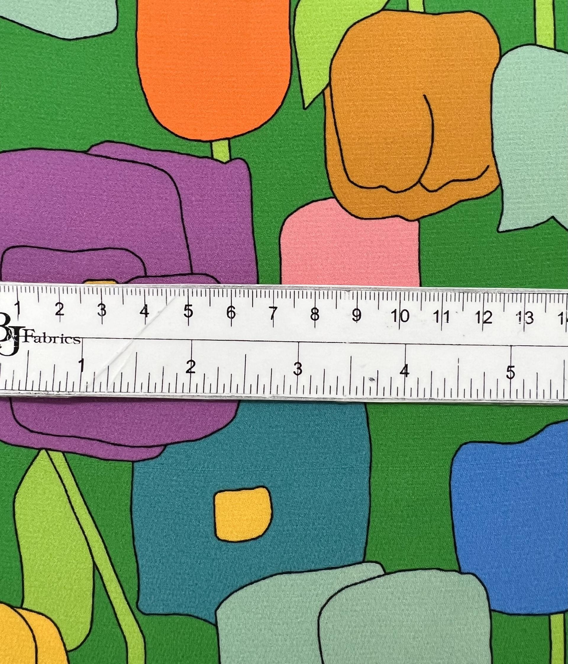 Printed Sponged Silk Crepe on Kelly Green