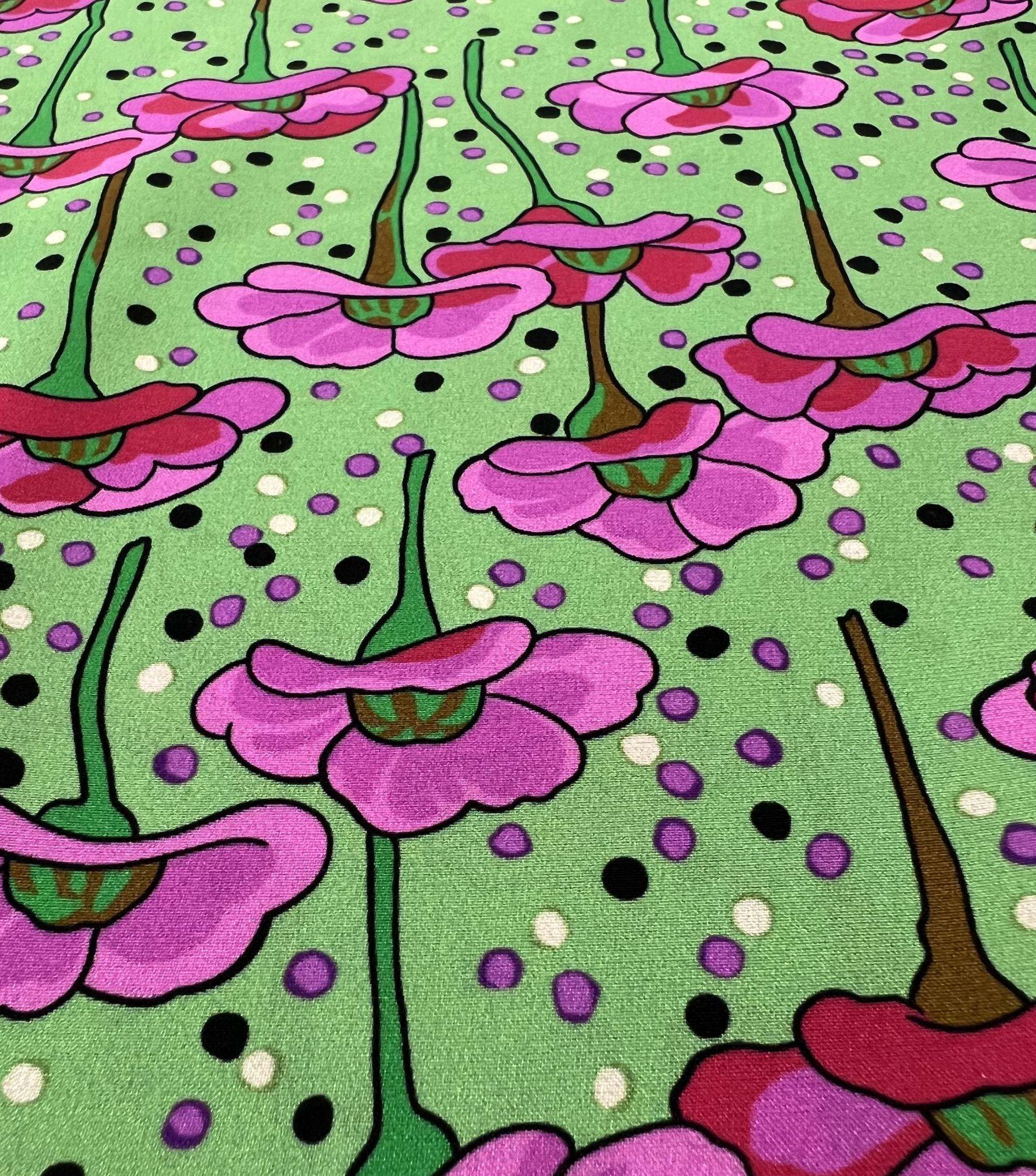 Printed Stretch Silk Charmeuse (Matte Side) on Green