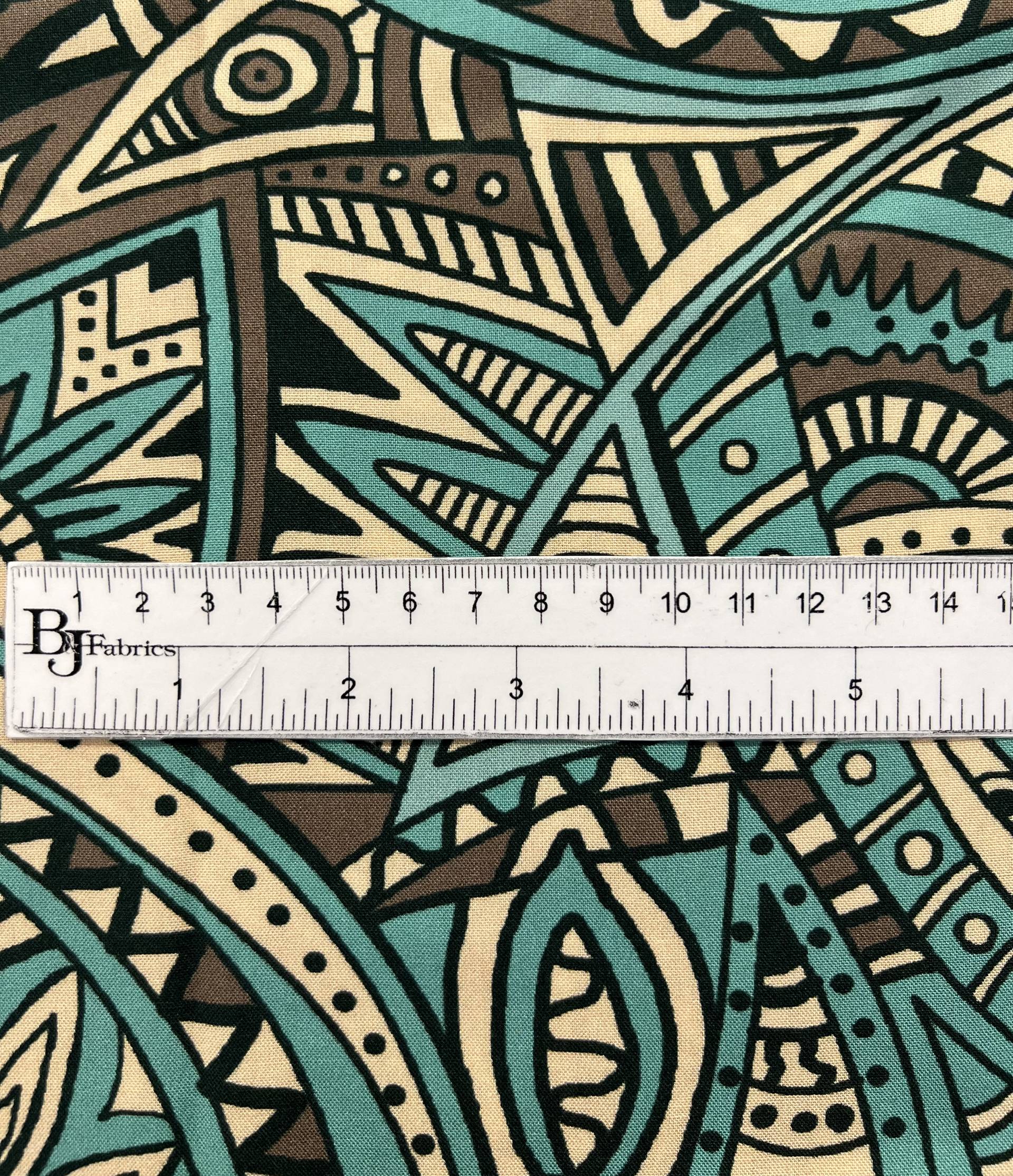 Printed Viscose Challis in Seafoam/Taupe/Black/Cream