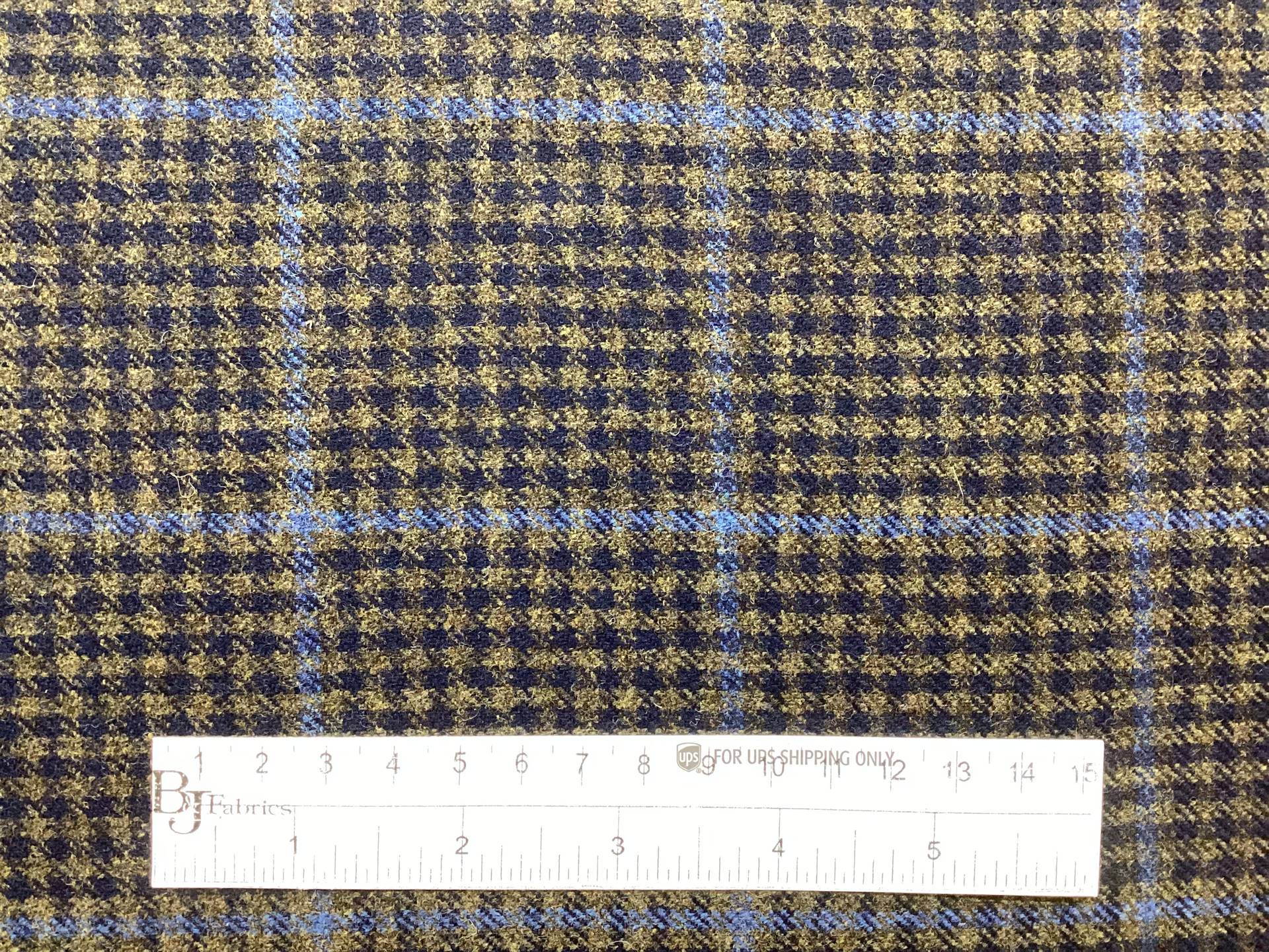 Made in Italy 100% Lambswool Gingham Check in Brown, Navy & Blue