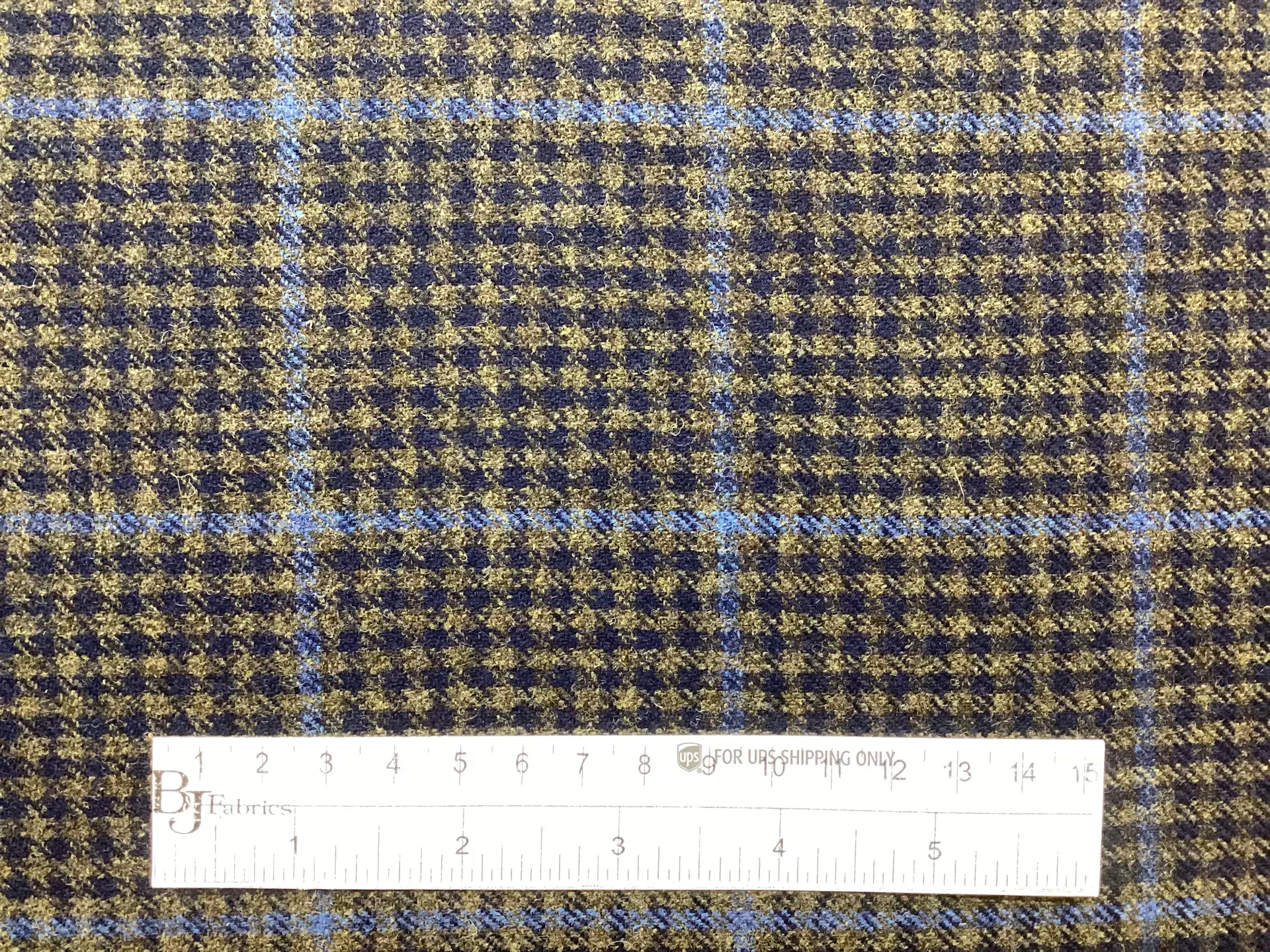 Made in Italy 100% Lambswool Gingham Check in Brown, Navy & Blue