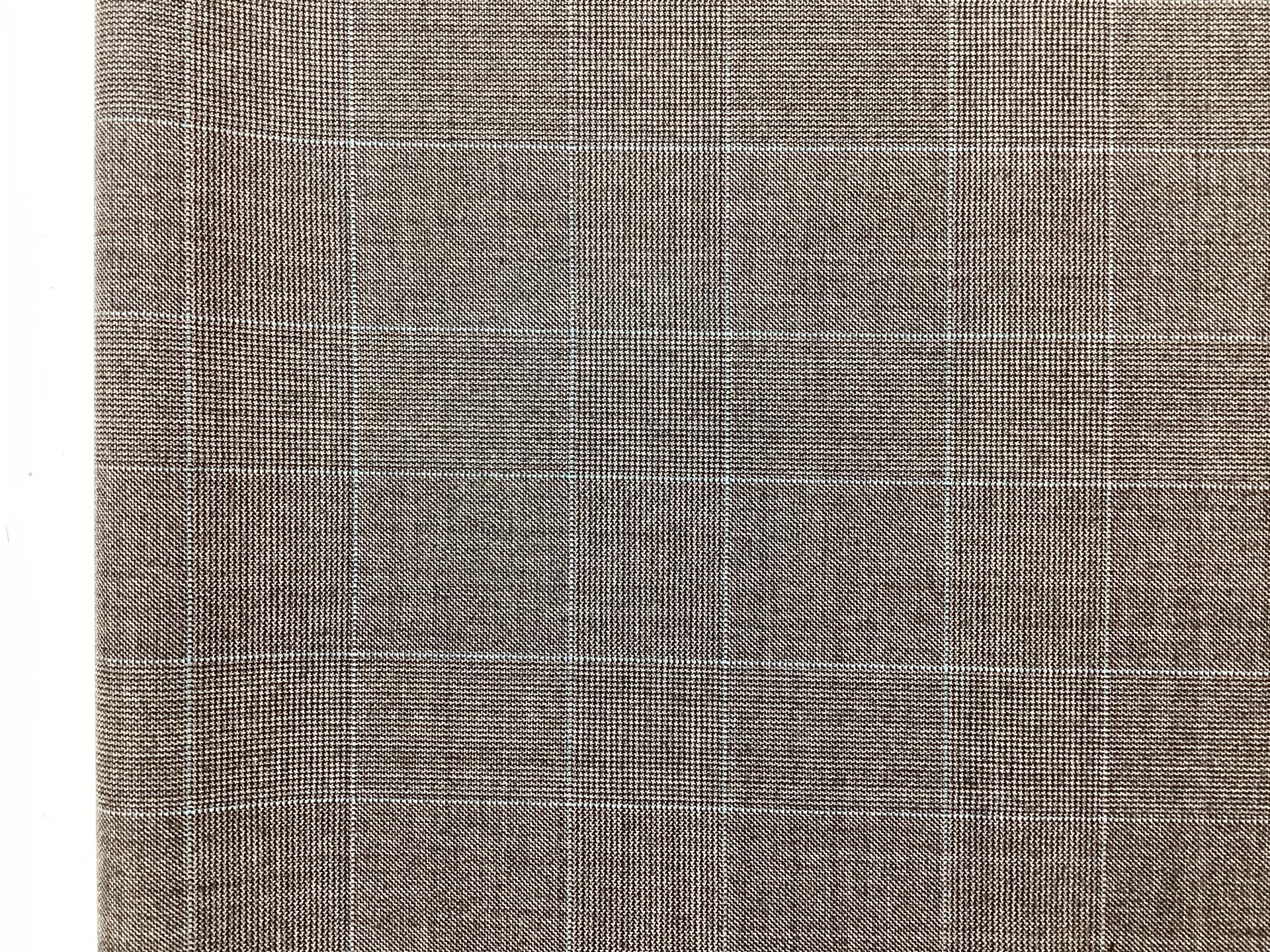 Made in Italy Vitale Barberis Wool Super 150's Glen Plaid in Grey with Blue