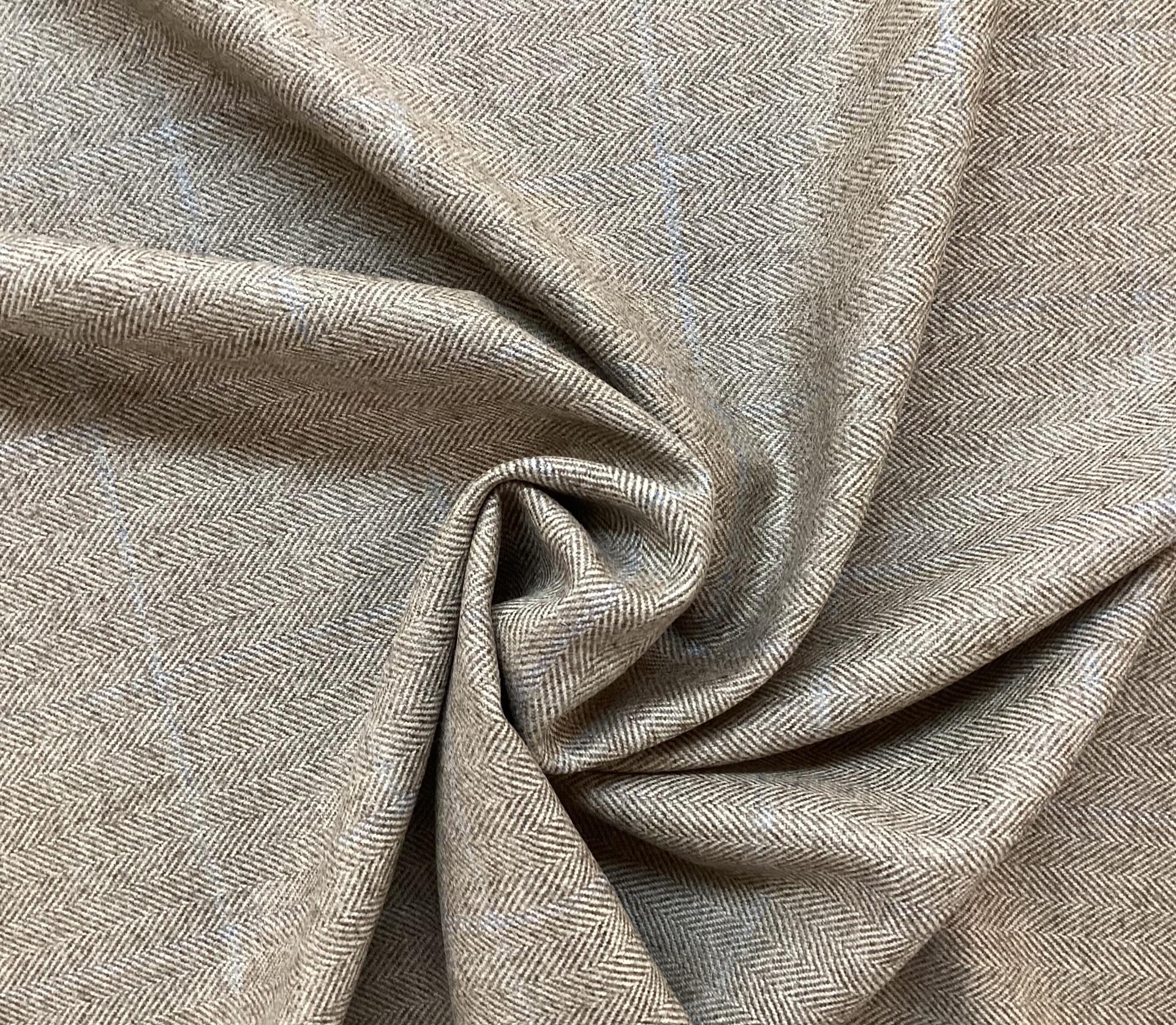 Italian Wool Herringbone Windowpane in Sand