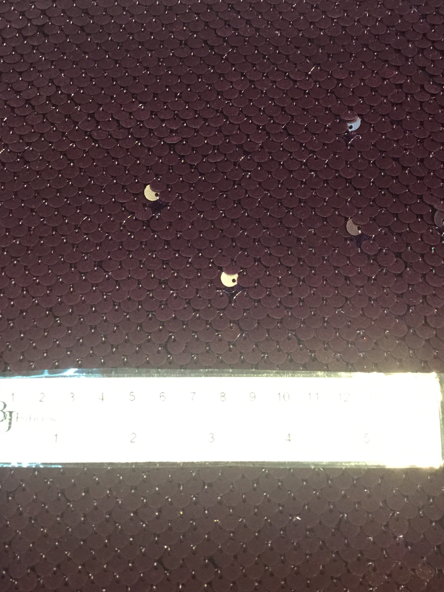 Flocked Baby Paillettes on Stretch Velvet in Wine