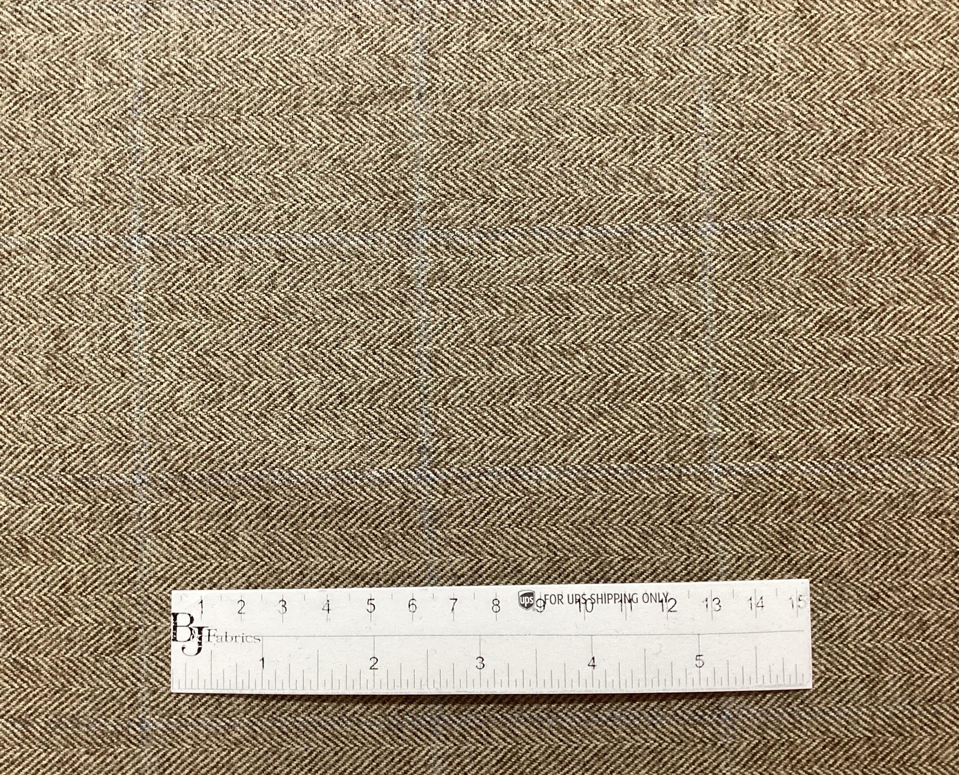 Italian Wool Herringbone Windowpane in Sand