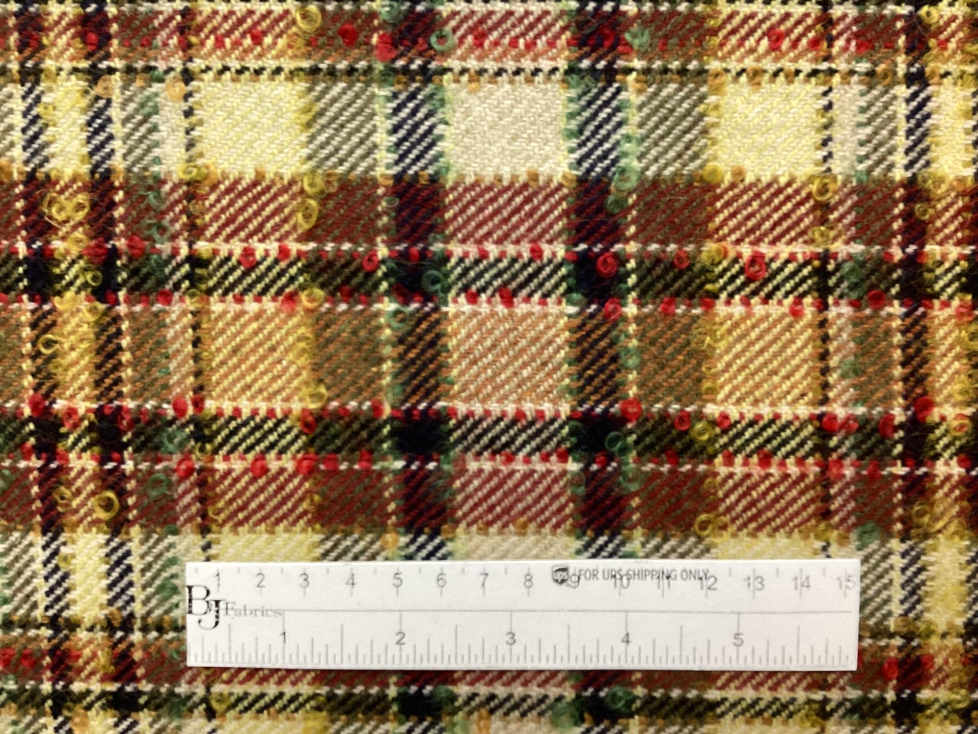 Italian Wool Blend Plaid Boucle in Autumn