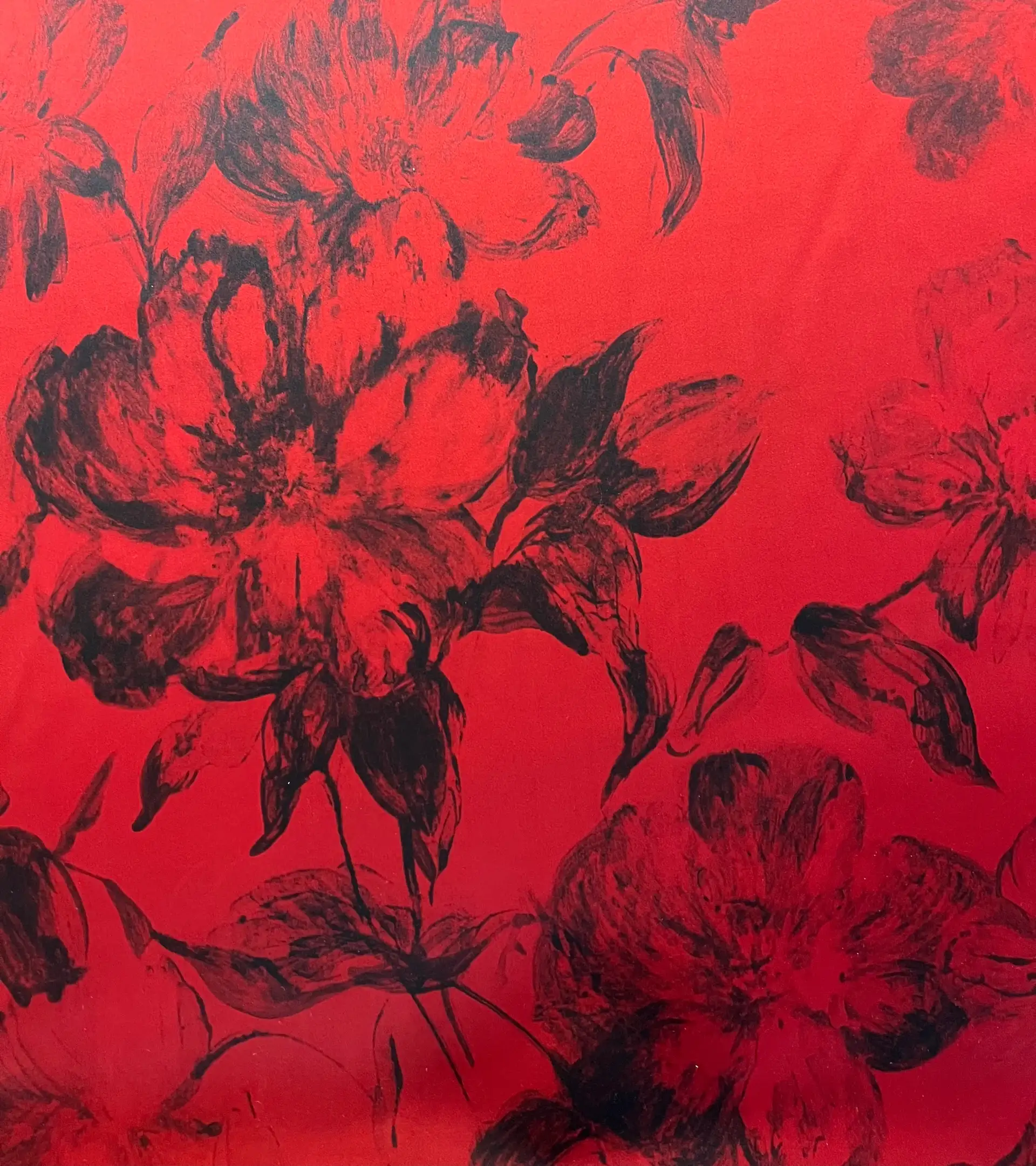 Made in Italy Printed Pure Silk Duchess Satin in Ruby