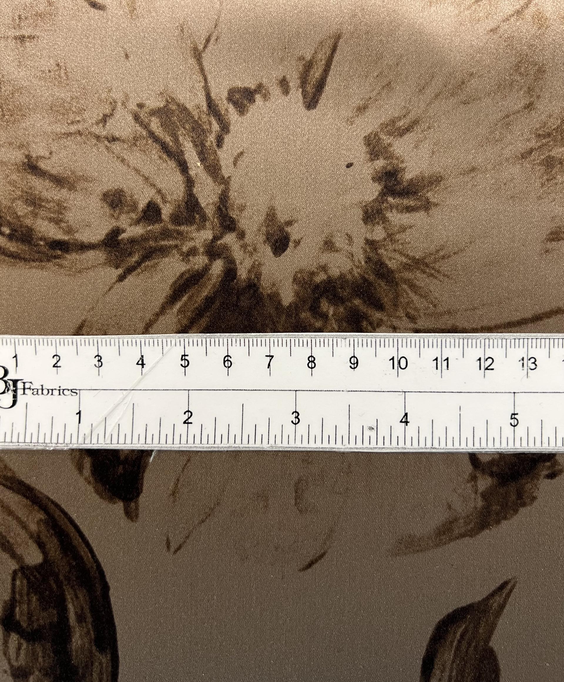 Made in Italy Printed Pure Silk Duchess Satin in Coffee