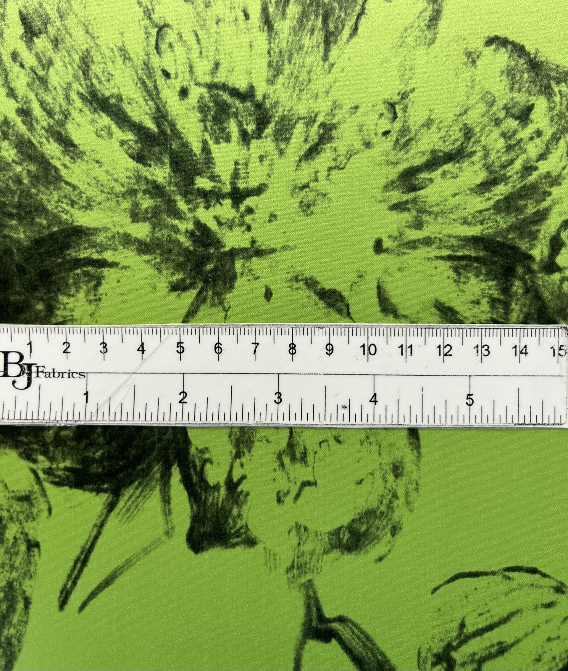 Made in Italy Printed Pure Silk Duchess Satin in Lime