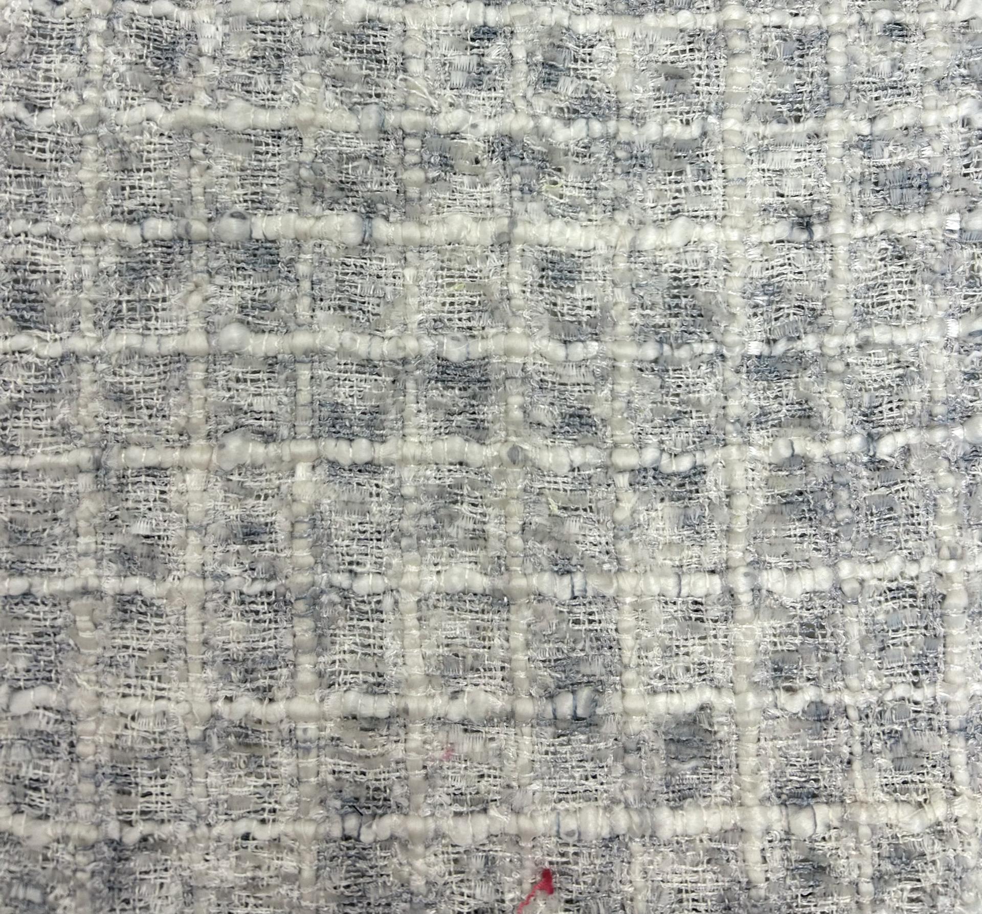 Rayon Polyester Blend Tweed in Dusty Blue & White