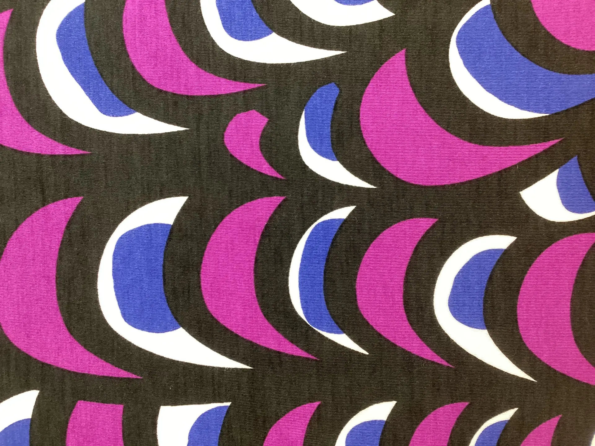 Italian Printed Cotton Jersey in Black and Magenta