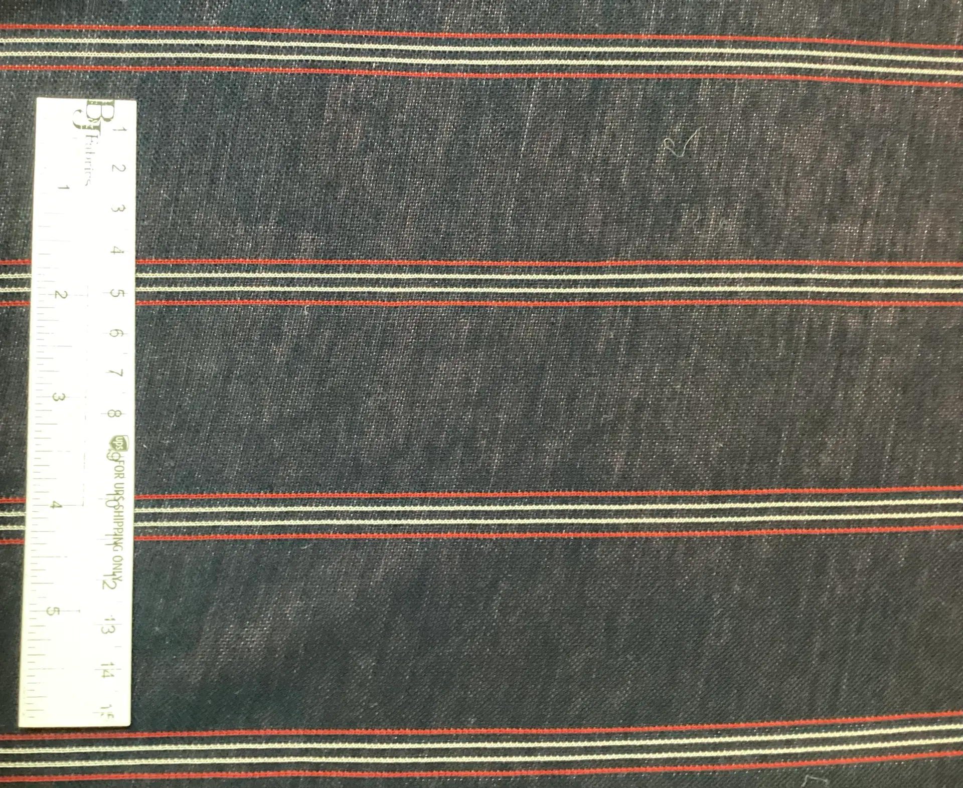 Rayon Knit Vertical Pencil Stripe in Navy, Red & White