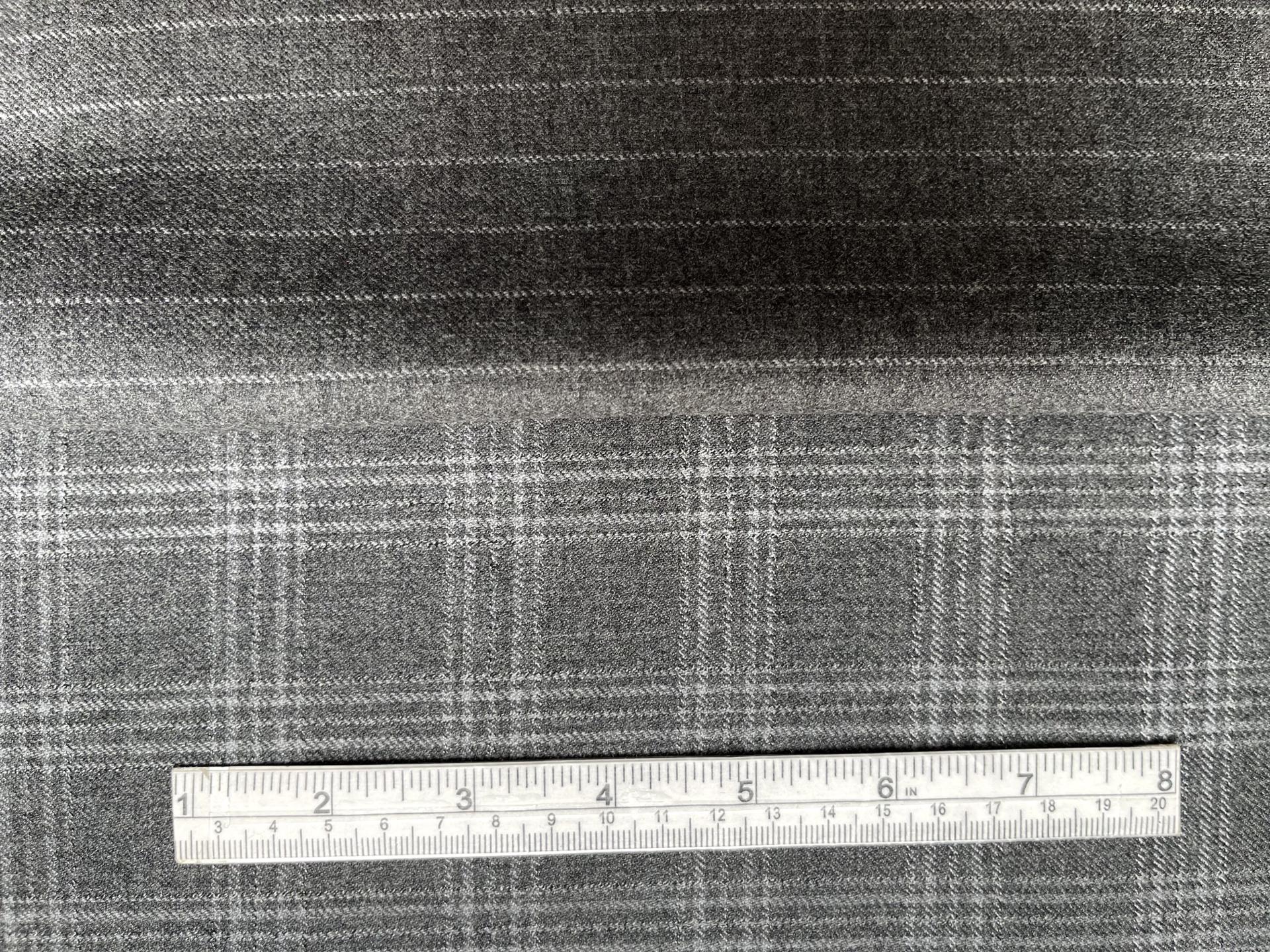 Italian Wool Double Face Plaid Suiting in Banker Heather Grey