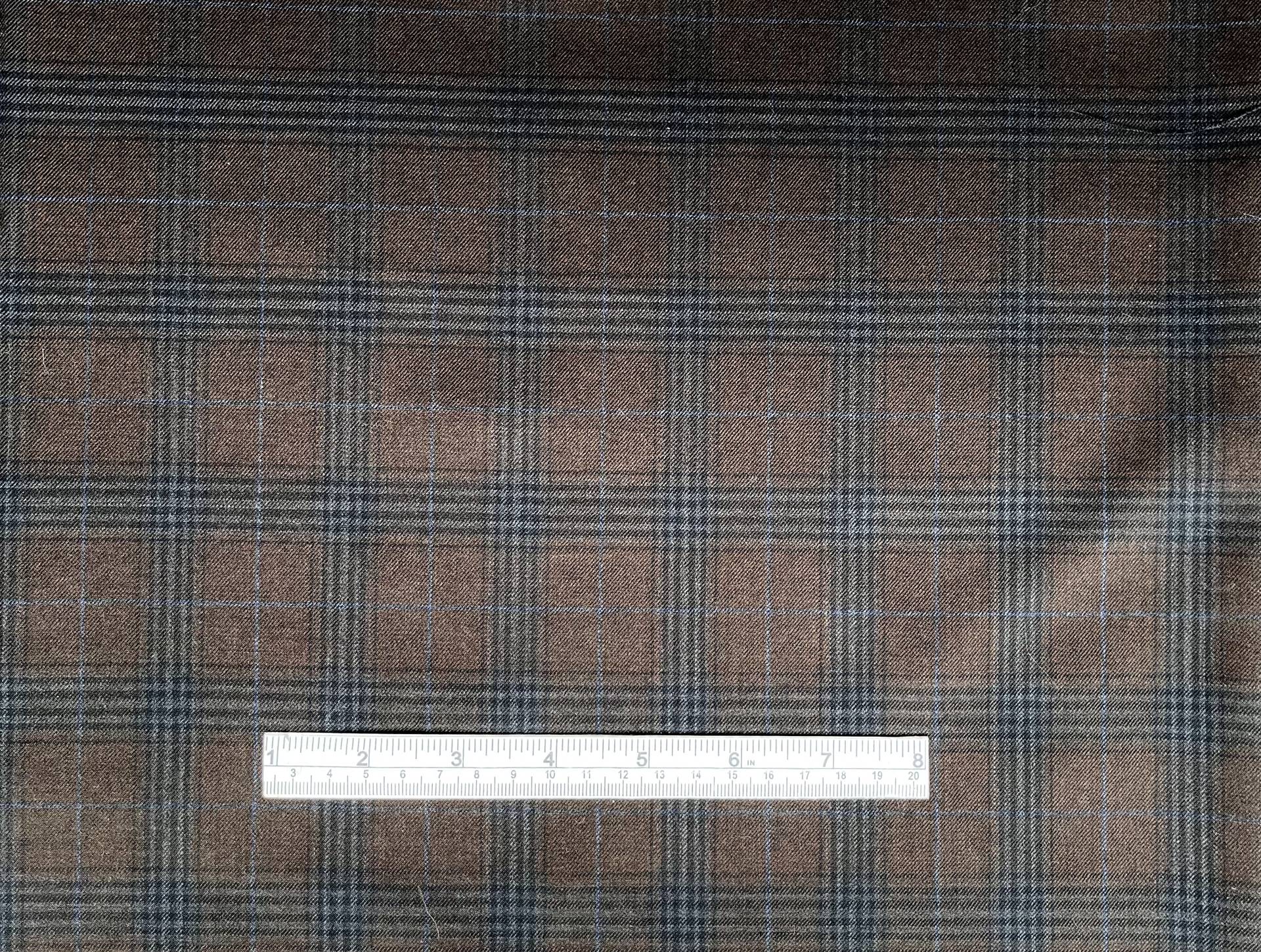 Italian Wool Super 120's Plaid Suiting in Coffee