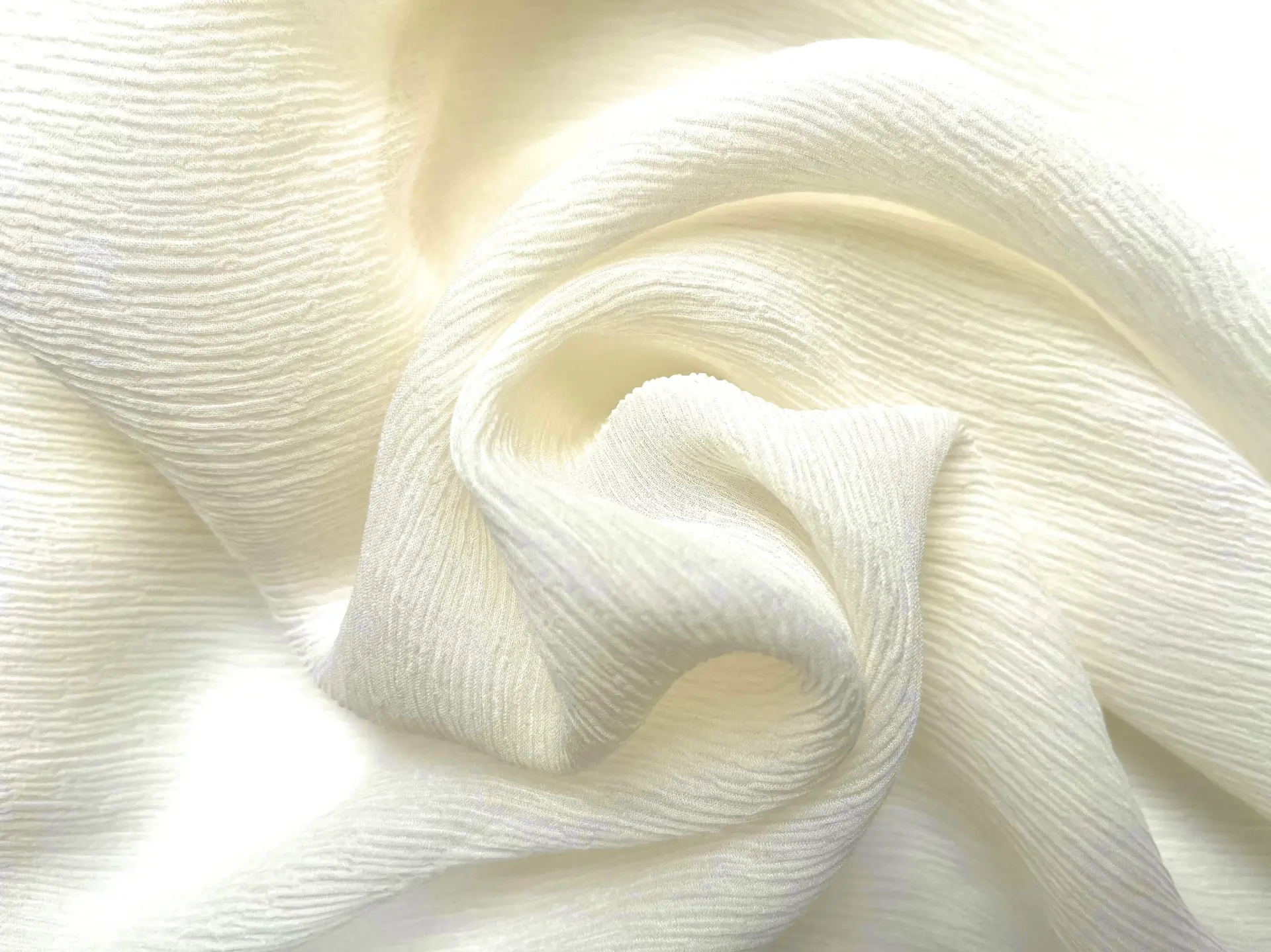 Silk Crinkle Chiffon in Off White