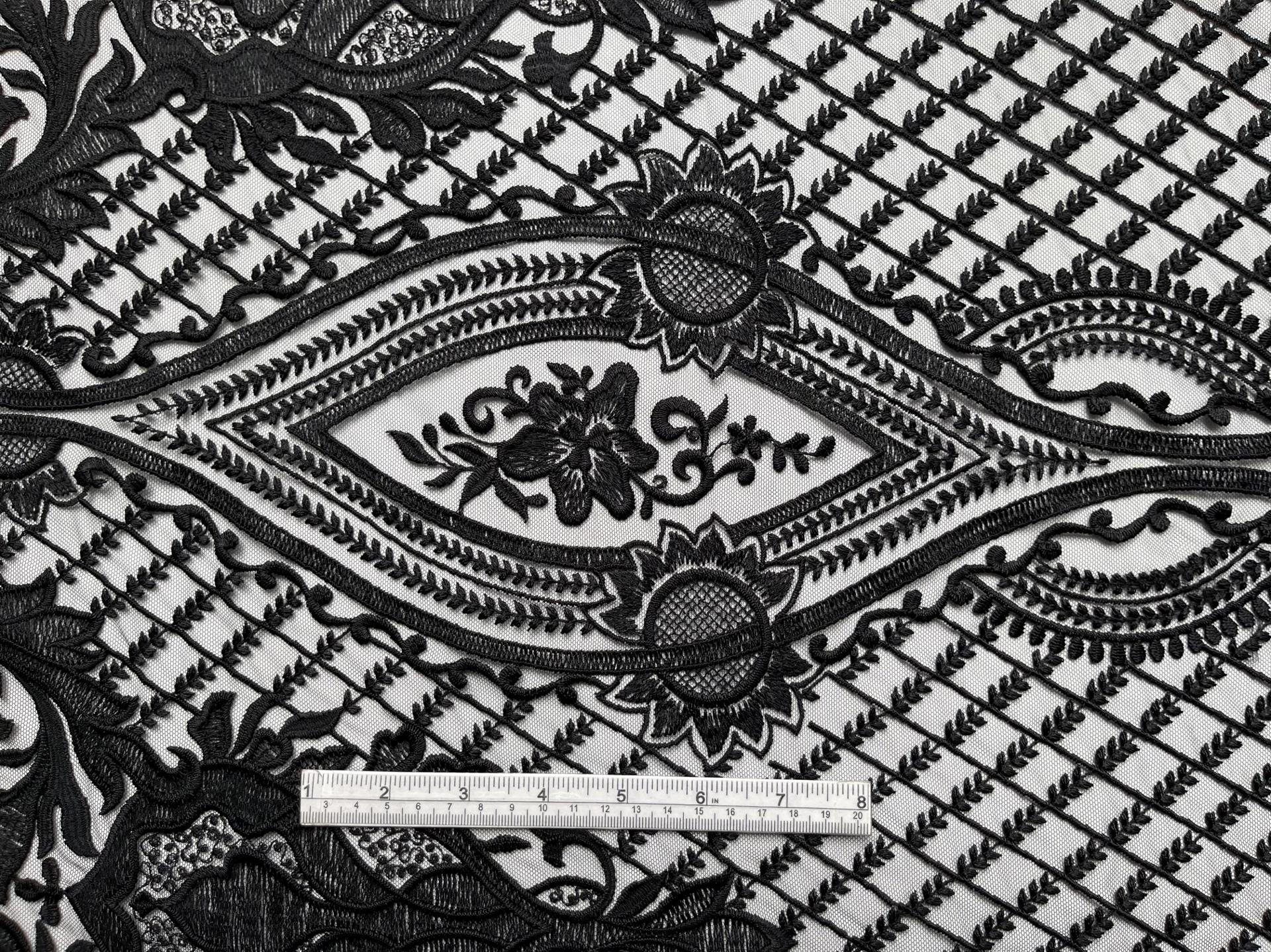 Embroidered Tulle in Black