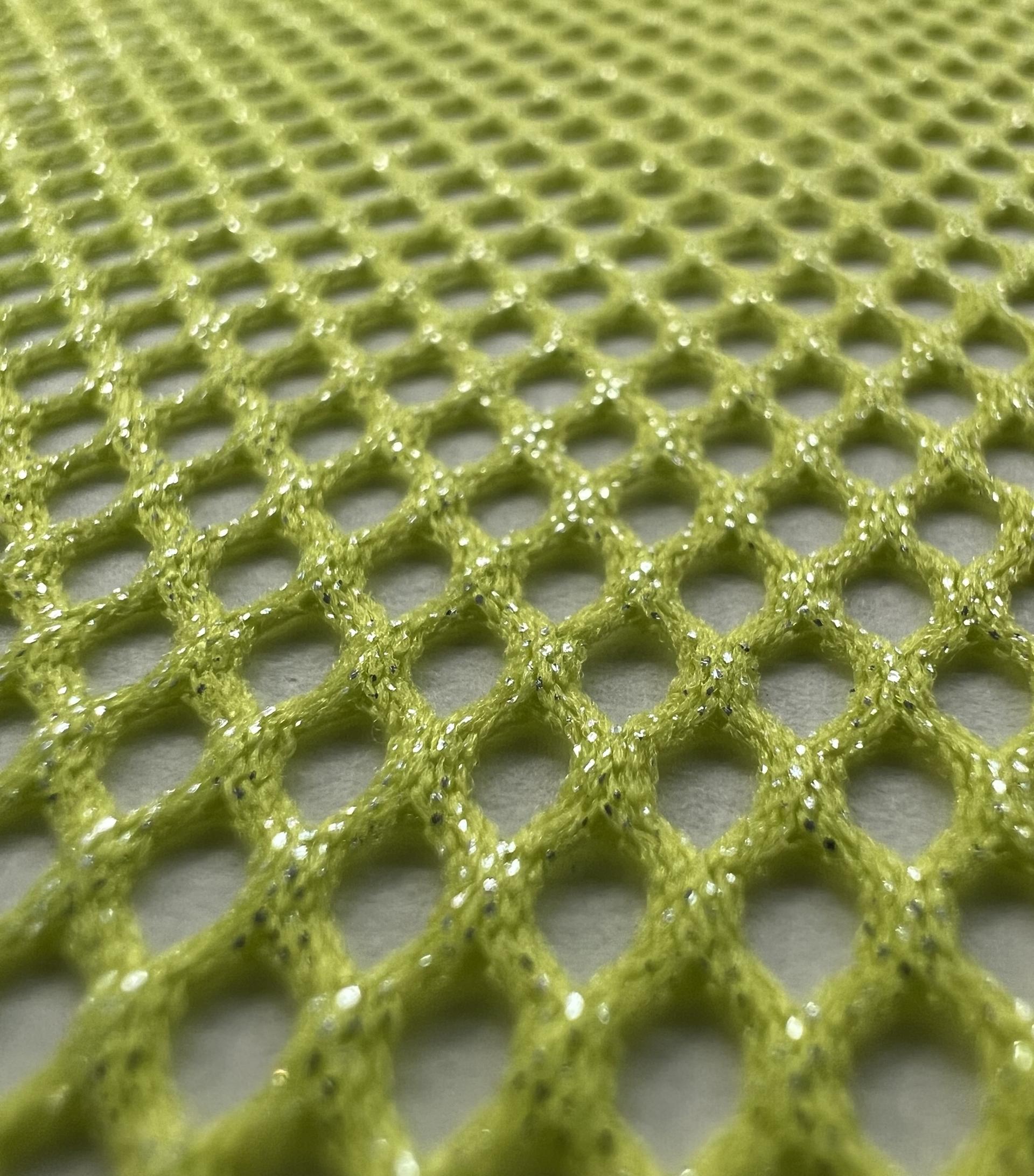 Metallic Silver Foiled Mesh in Neon Lime