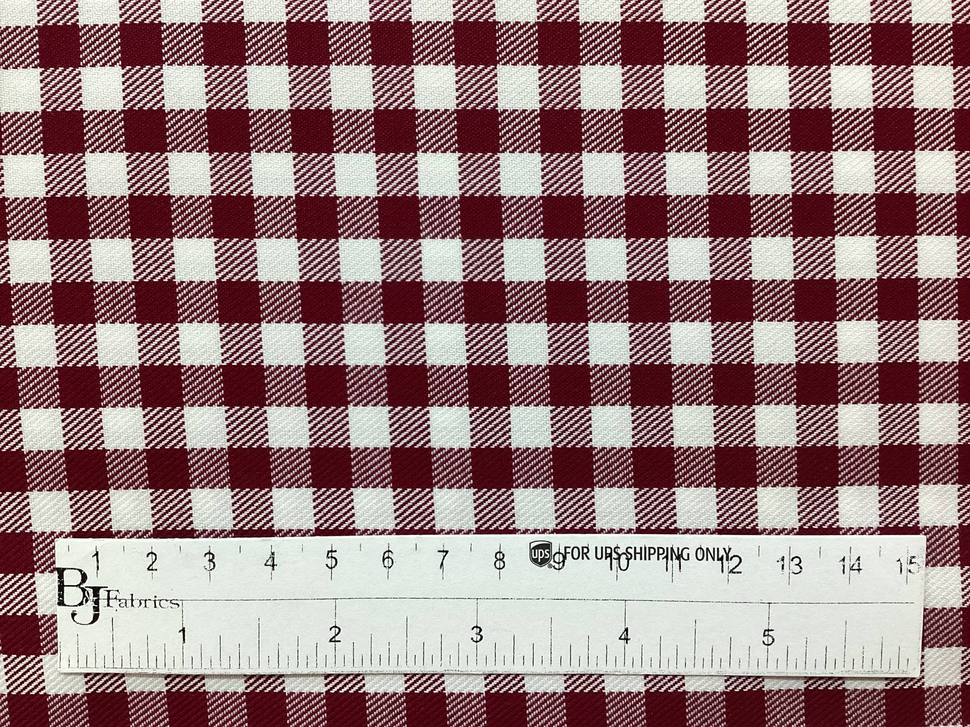 100 % Cotton Gingham Shirting in Cherry Red & White