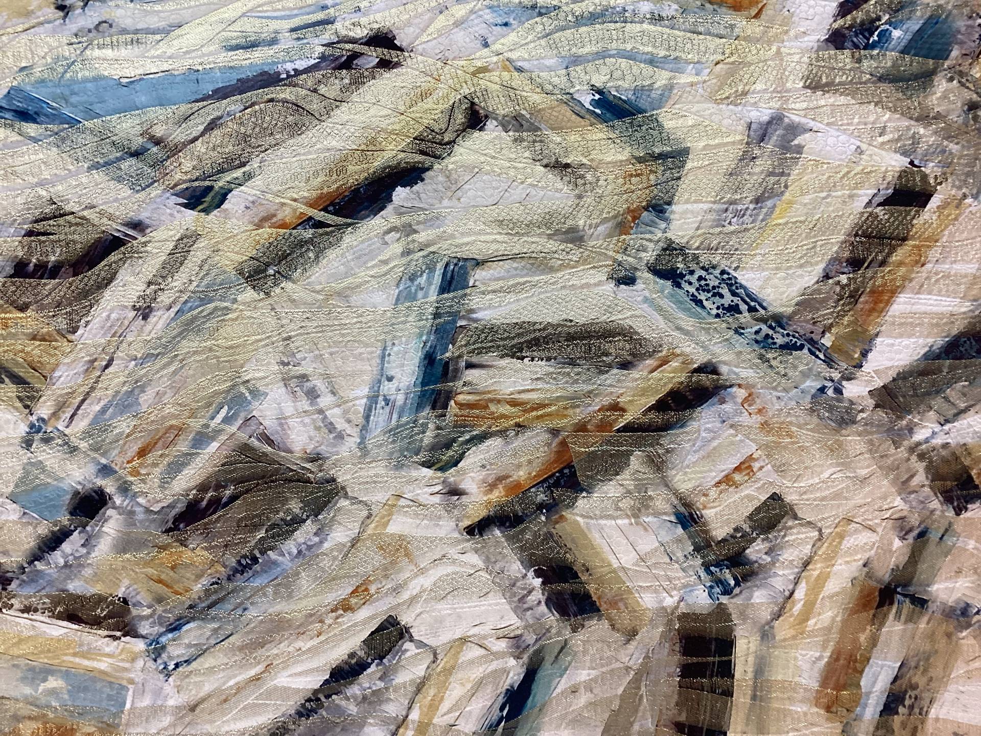 Made in Italy Brush Strokes Printed Silk in Metallic Jacquard