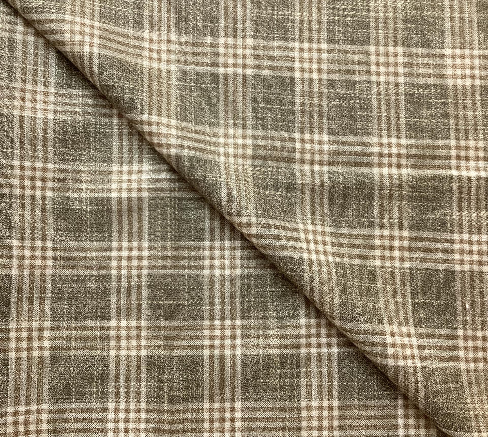 Italian Wool Plaid in Khaki Straw