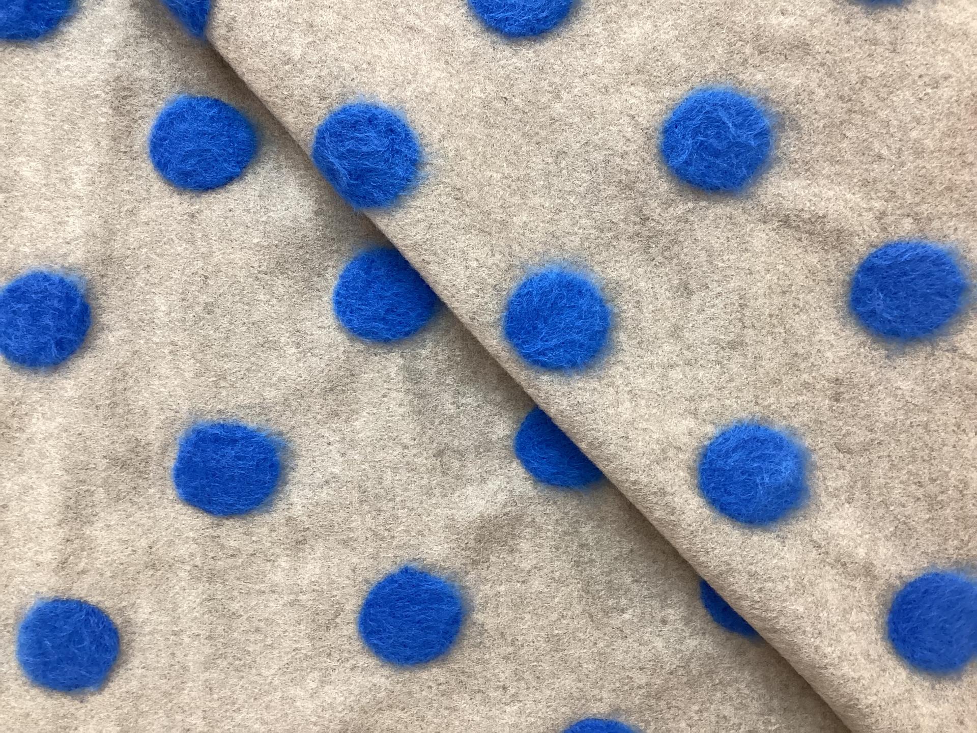 Embroidered On Wool Coating in Bermuda Blue on Grey