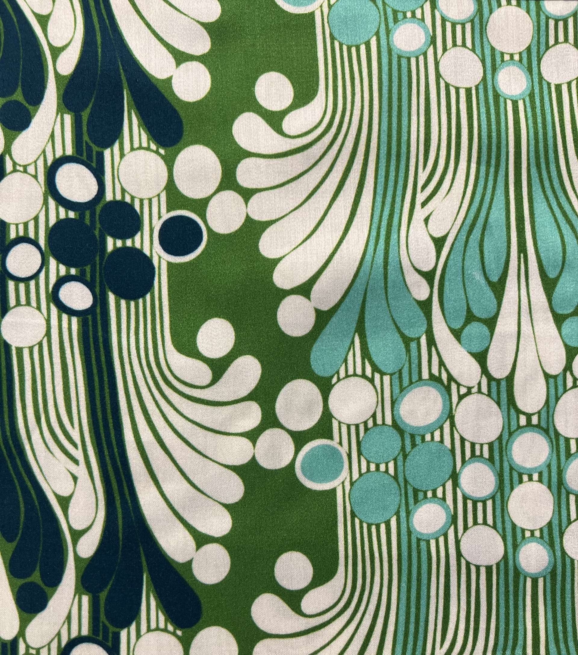 Printed Viscose Challis Sateen on Green Ground