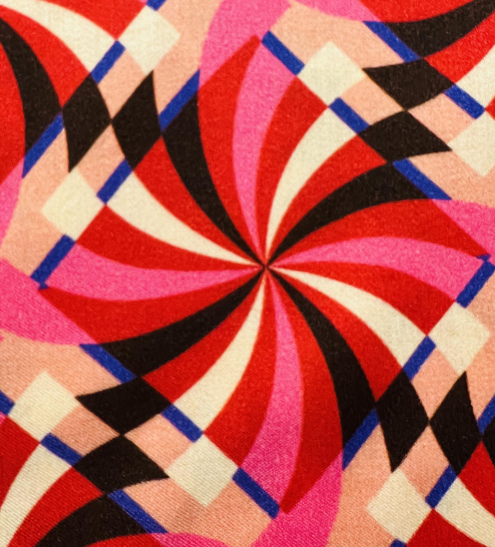 Printed Viscose Challis Sateen in Coral/Cream/Black