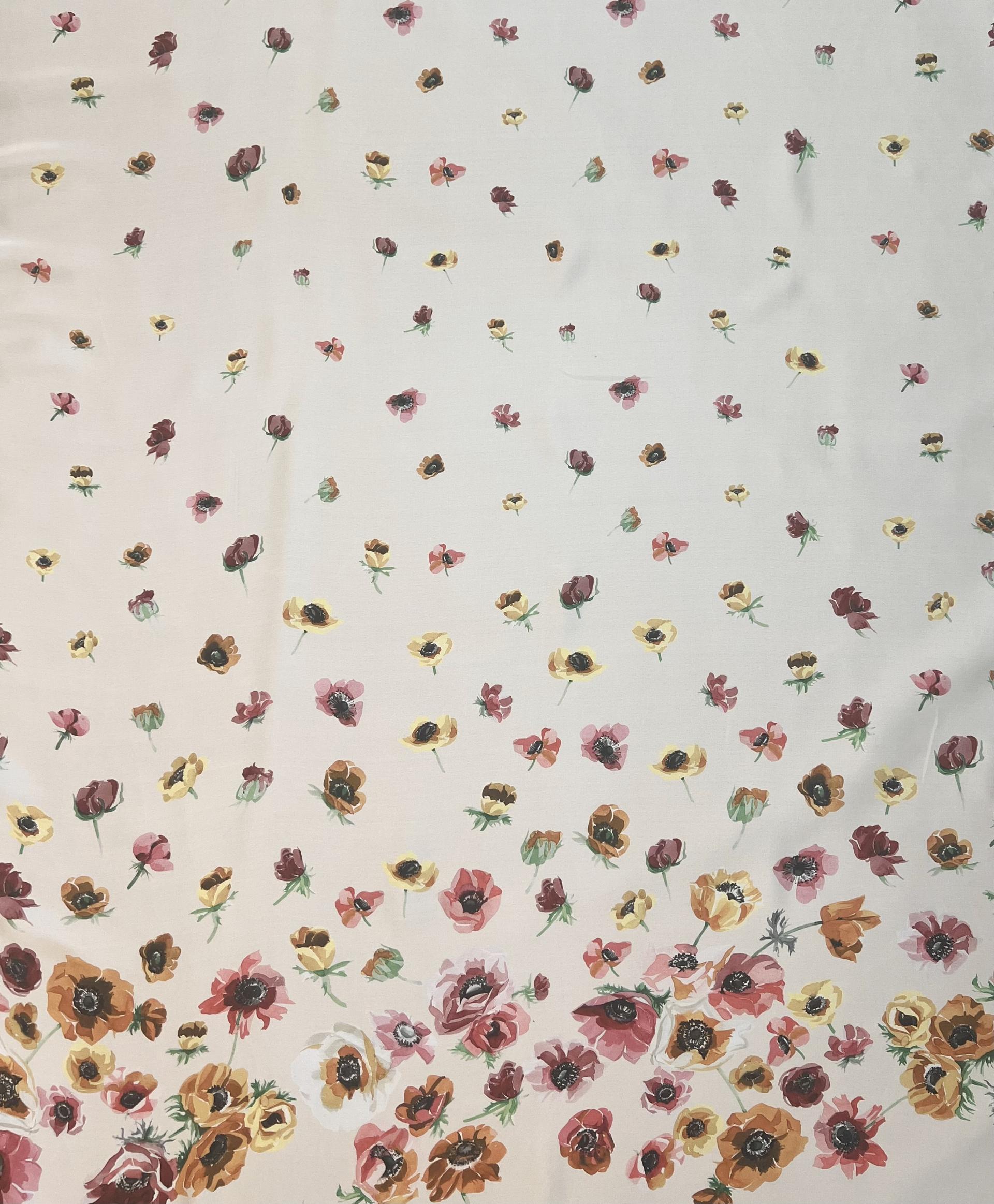 Printed Silk Satin Chiffon with Floral Degradé