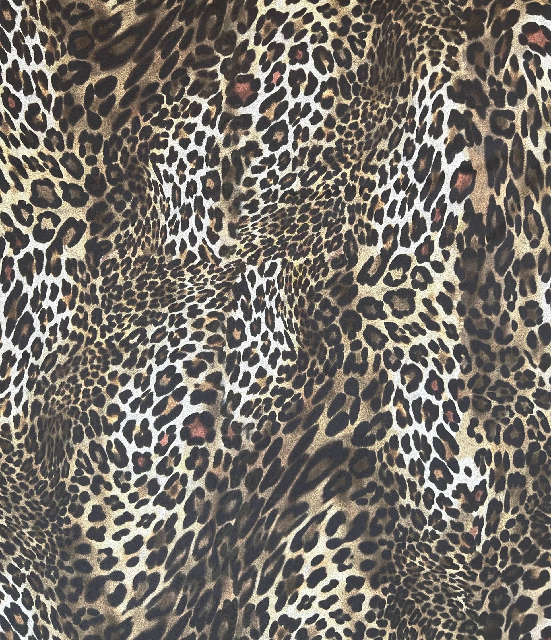Printed Silk Chiffon in Leopard