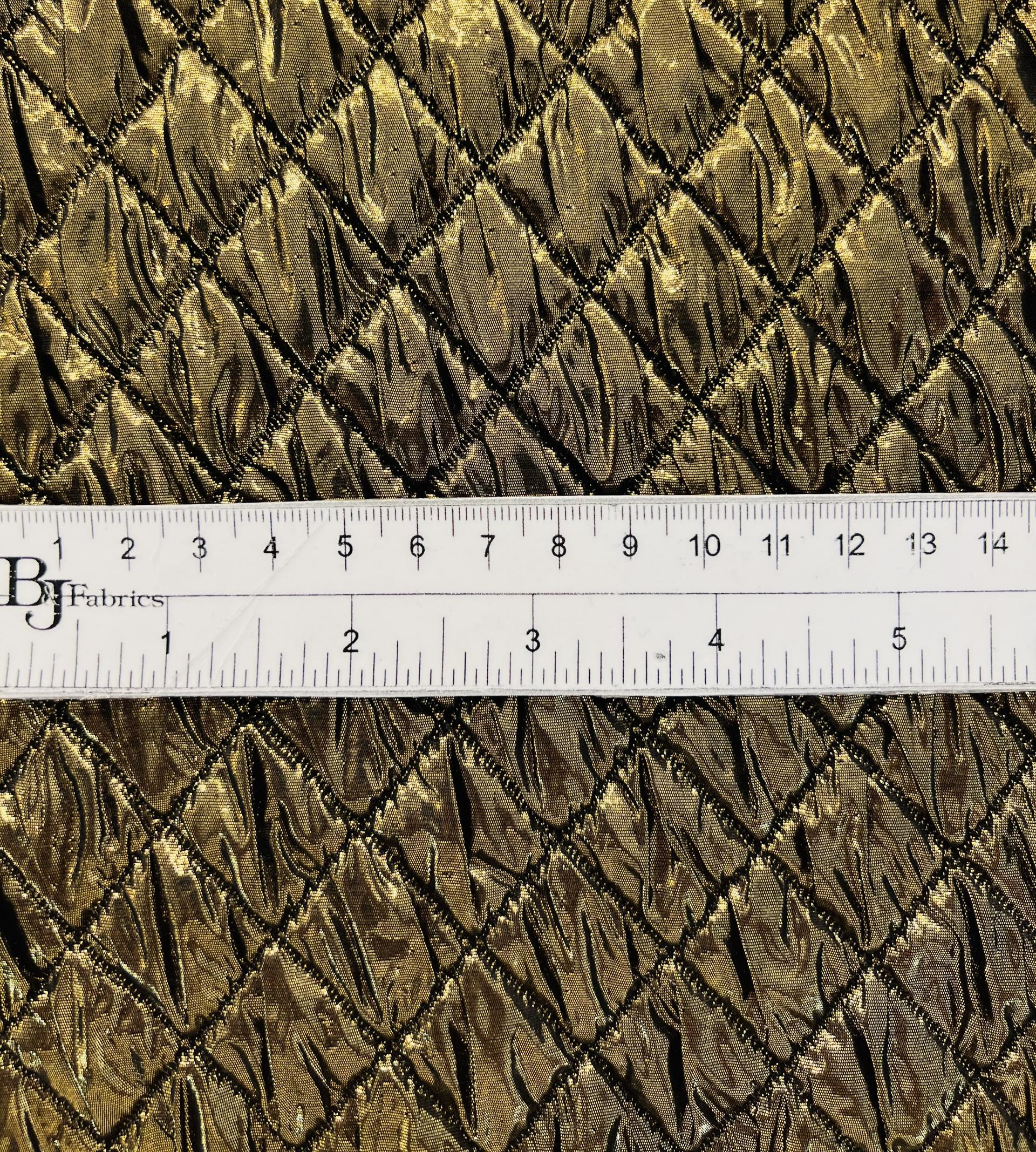 Silk Blend Metallic Diamond Brocade in Antique Gold