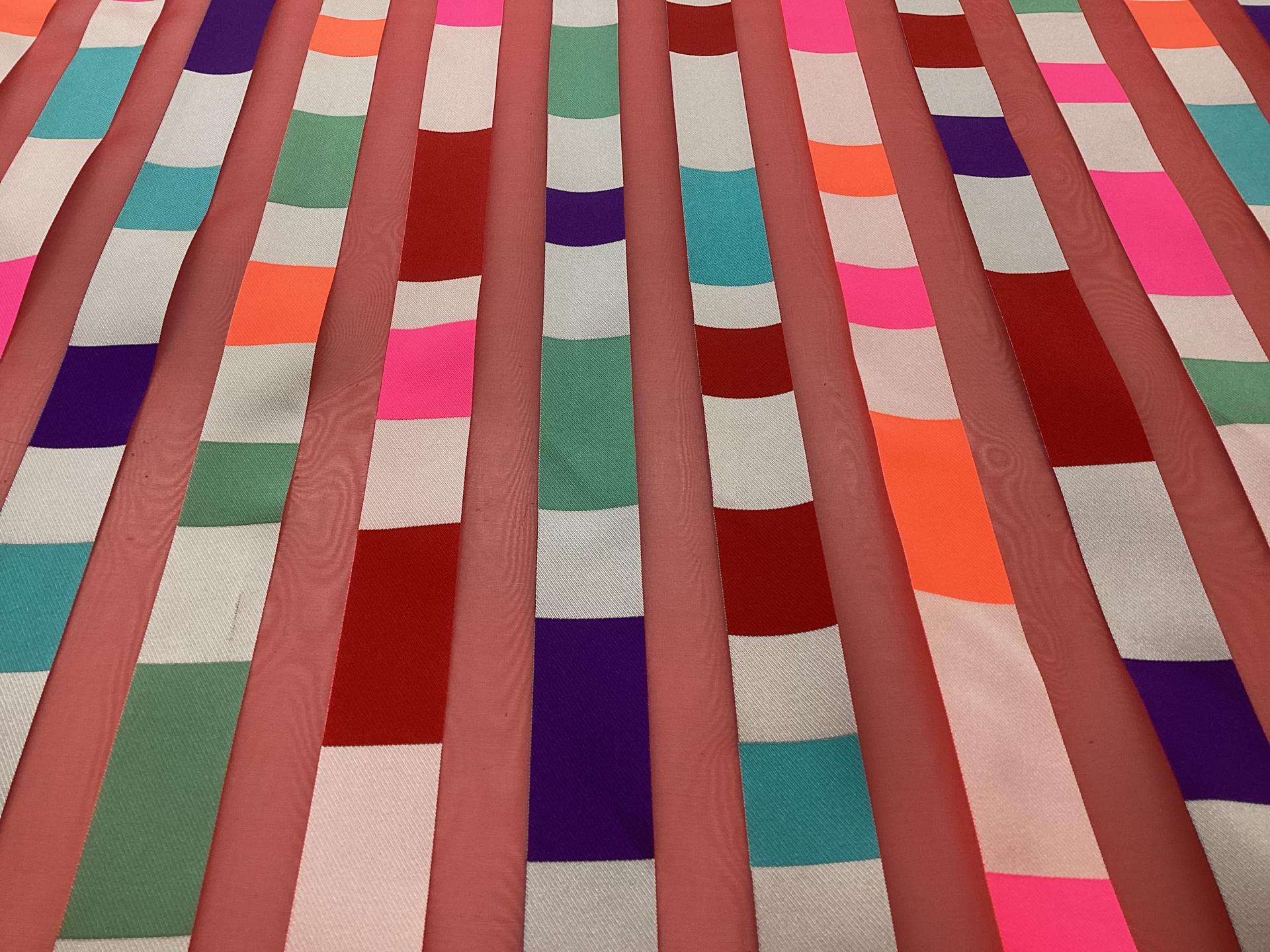 Made In Italy Silk & Polyester Woven Ribbon + Organza in Multi Colors Striped