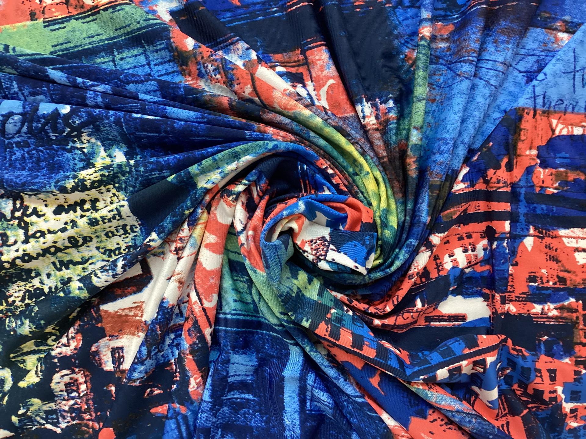 Poly Spandex Jersey Print In Multi Colours