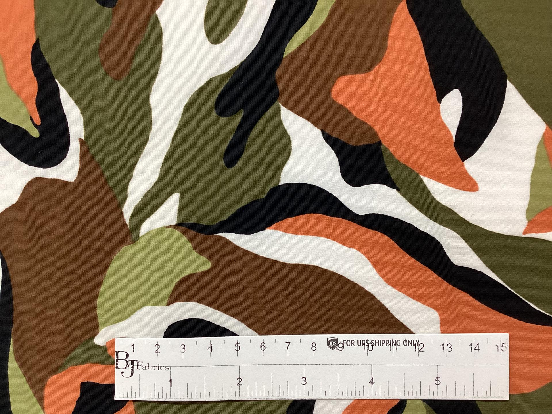 Poly & Spandex Printed Jersey In Camouflage
