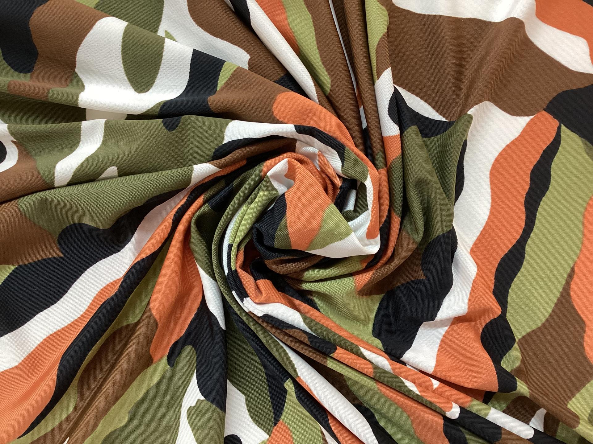 Poly & Spandex Printed Jersey In Camouflage