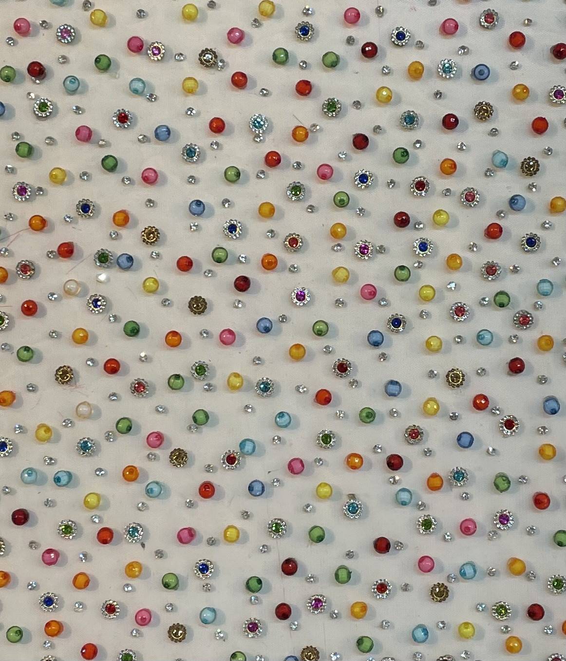 Made in India Multi-colored Beaded/Crystal Tulle