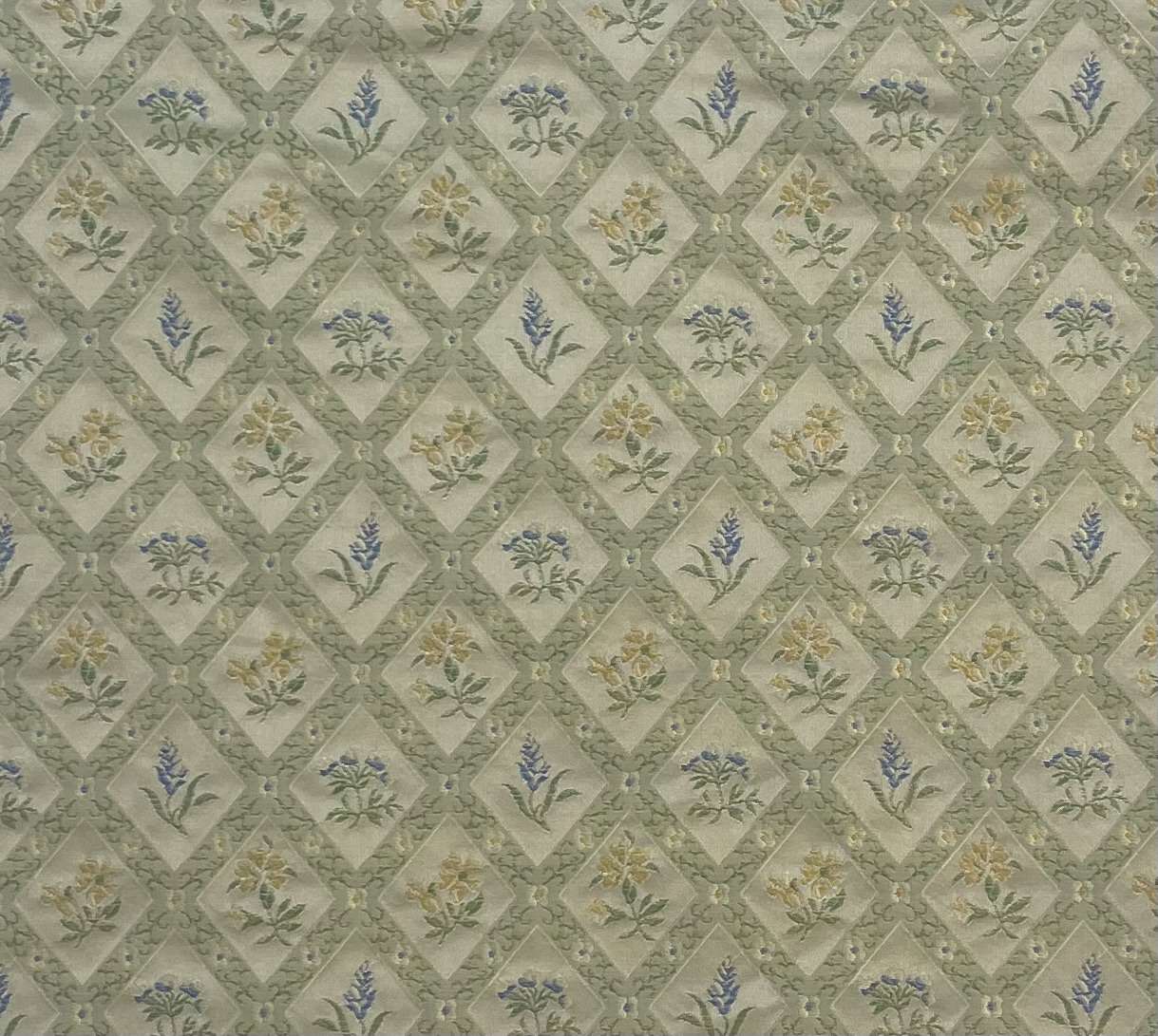 Made in Italy Pure Silk Brocade Floral Geometric in Celedaon