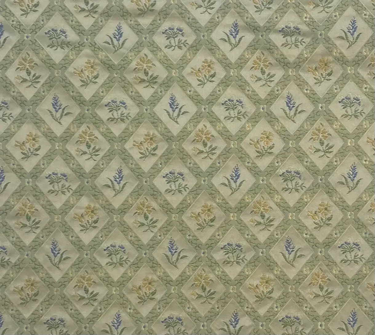 Made in Italy Pure Silk Brocade Floral Geometric in Celedaon