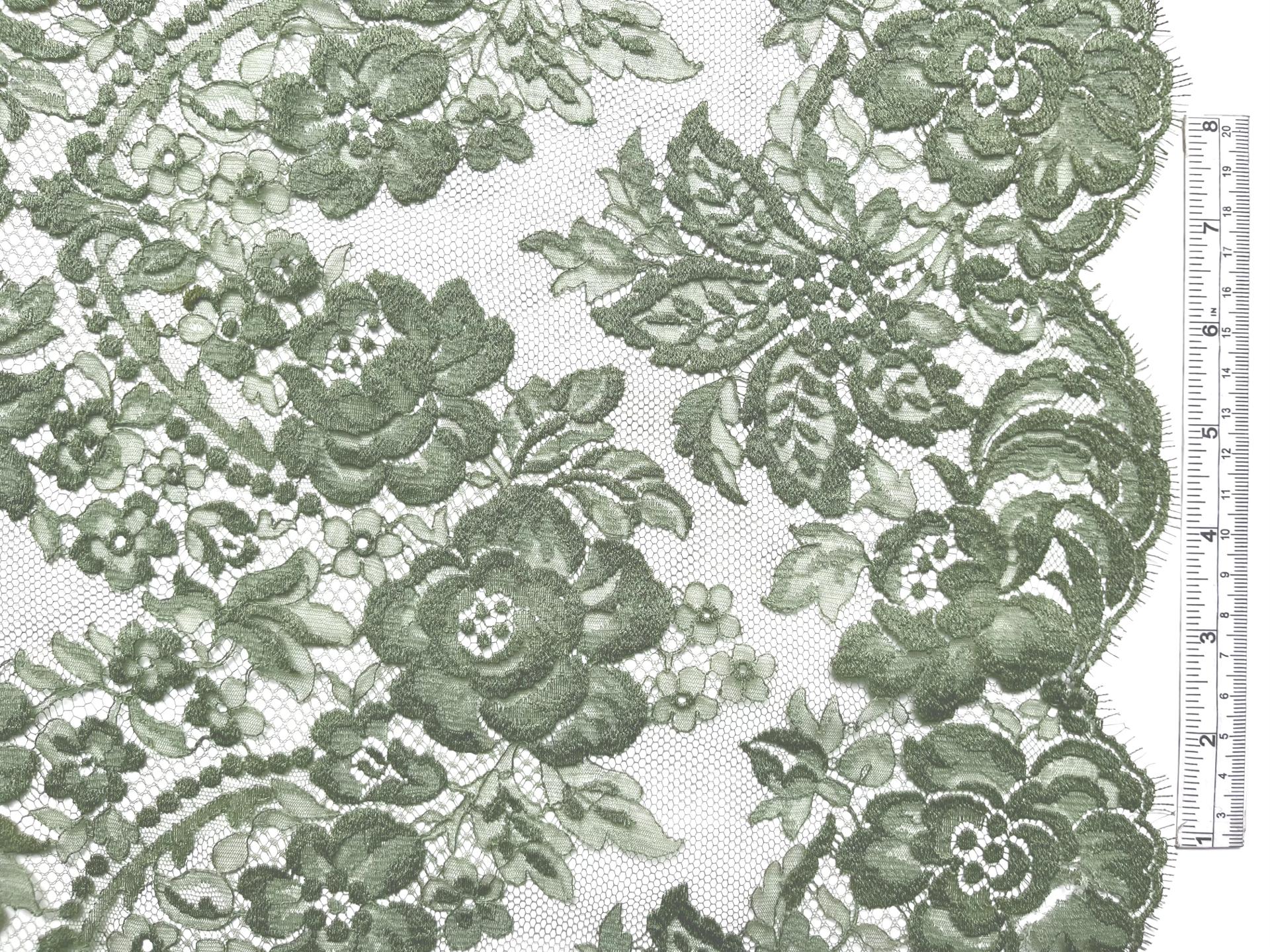 French Chantilly Lace in Celadon Green, CL101/1221.
